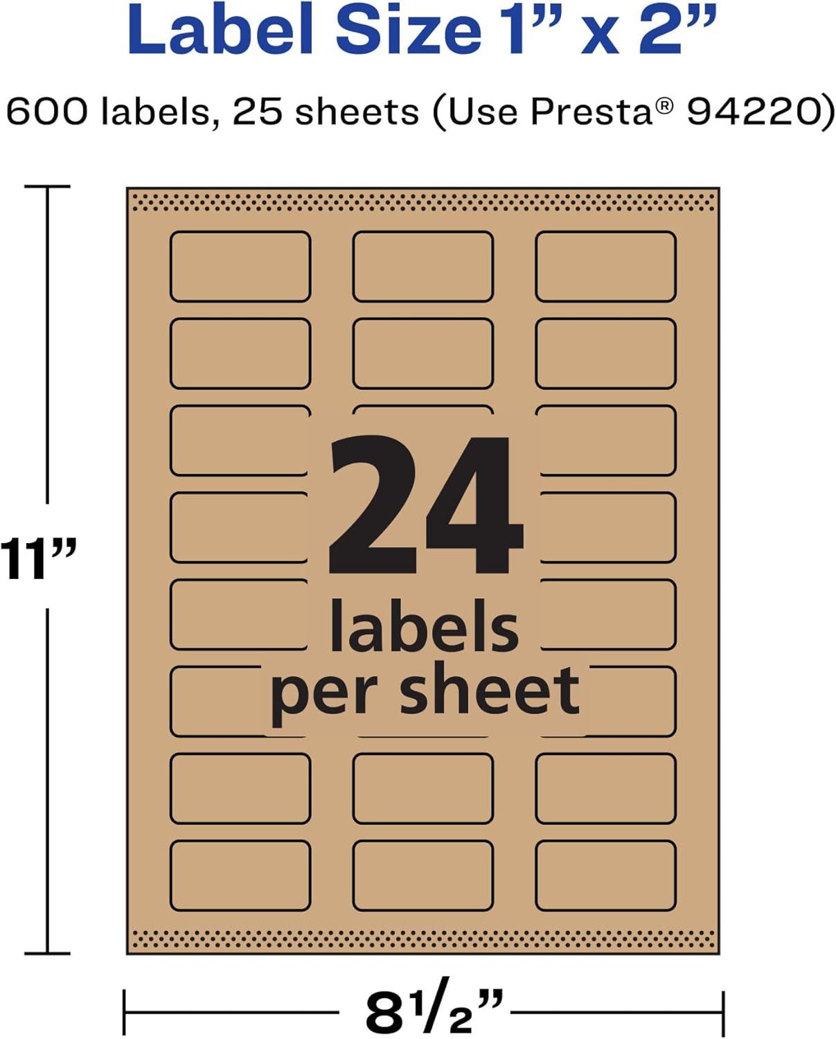 imageAvery Kraft Brown Rectangle Labels Sure Feed Technology 1quot x 2quot 360 Kraft Brown Labels PrinttoTheEdge LaserInkjet Printable600 labels