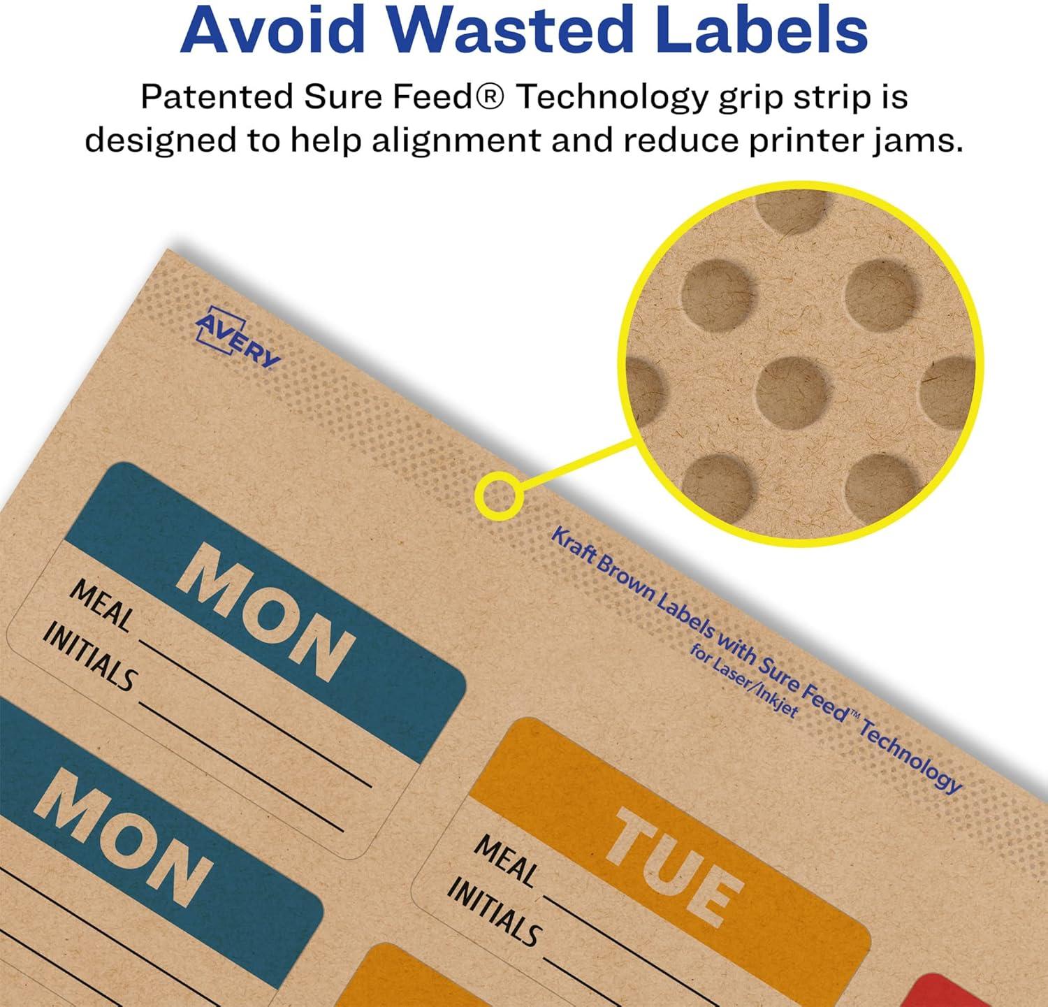 imageAvery Kraft Brown Rectangle Labels Sure Feed Technology 1quot x 2quot 360 Kraft Brown Labels PrinttoTheEdge LaserInkjet Printable600 labels