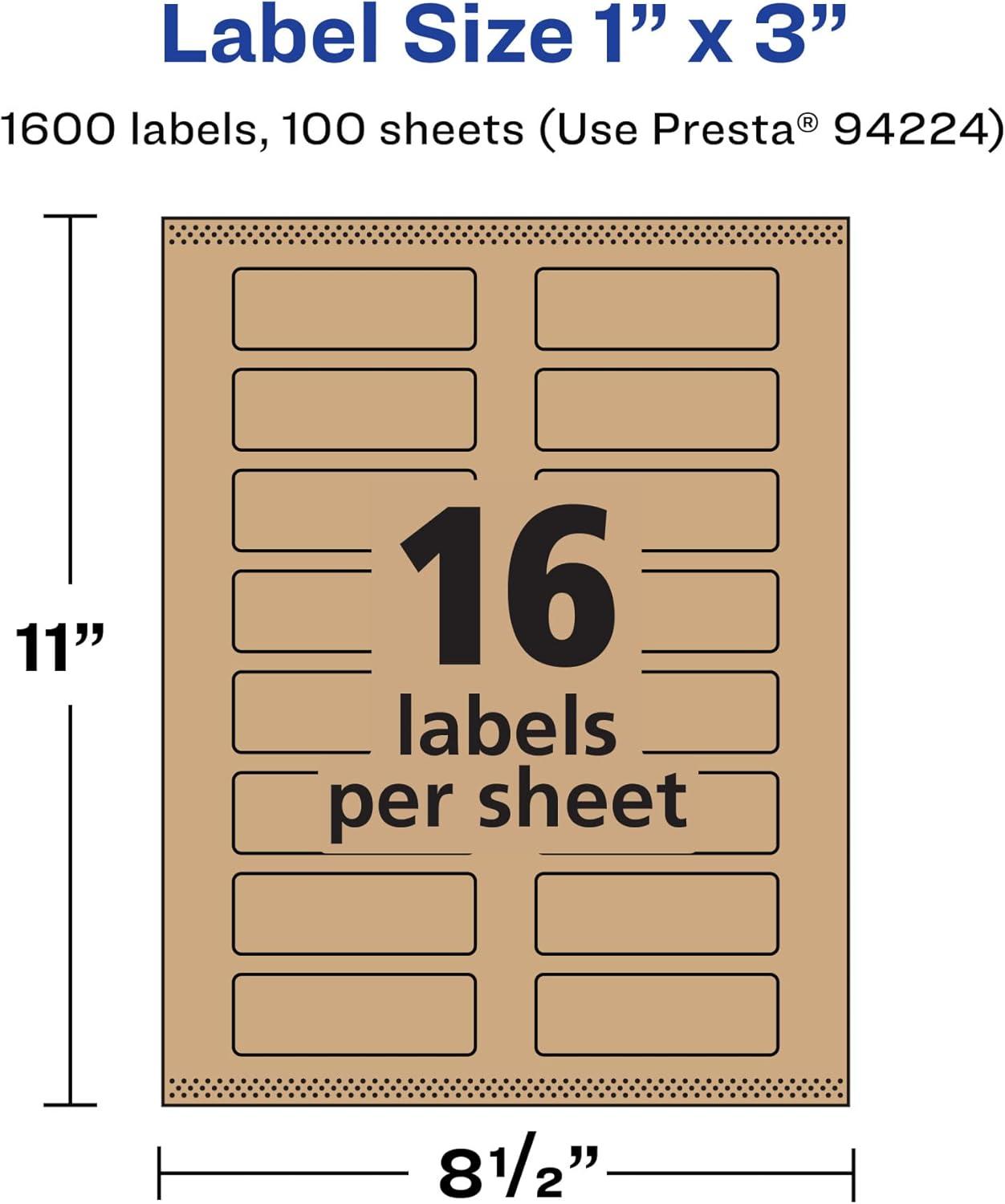imageAvery Kraft Brown Rectangle Labels Sure Feed Technology 1quot x 3quot 240 Kraft Brown Labels PrinttoTheEdge LaserInkjet Printable1 600 labels