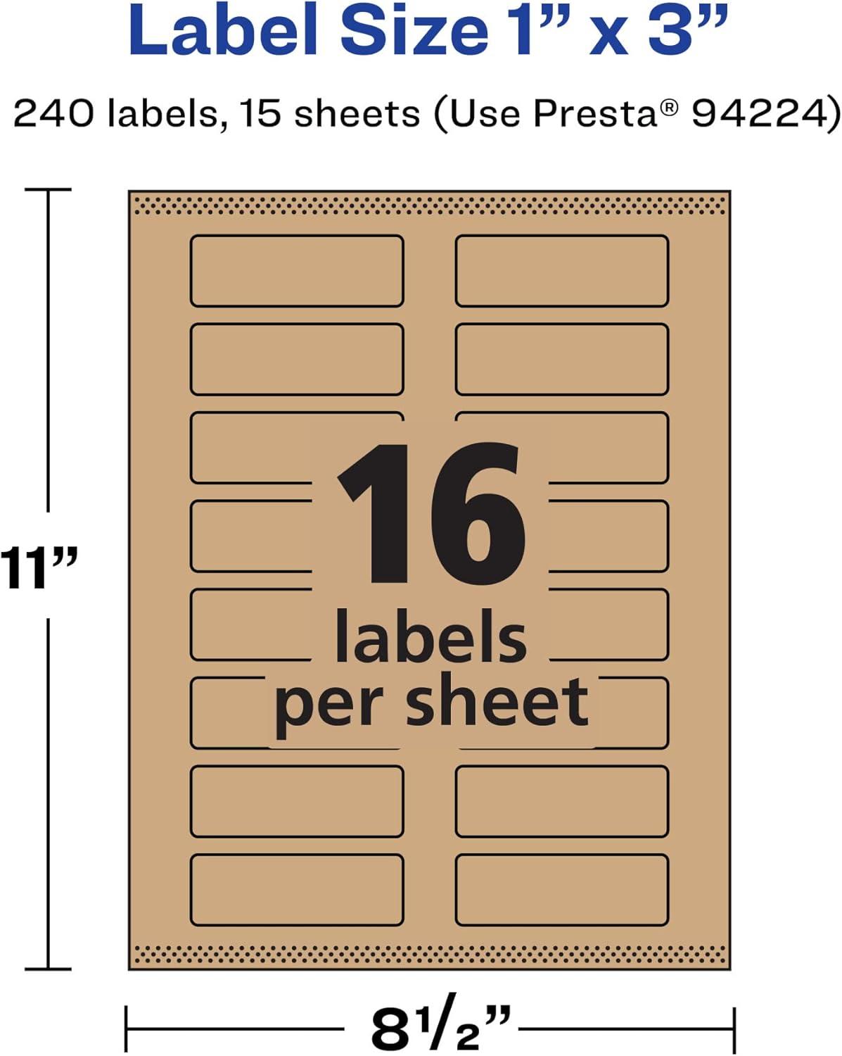 imageAvery Kraft Brown Rectangle Labels Sure Feed Technology 1quot x 3quot 240 Kraft Brown Labels PrinttoTheEdge LaserInkjet Printable240 labels