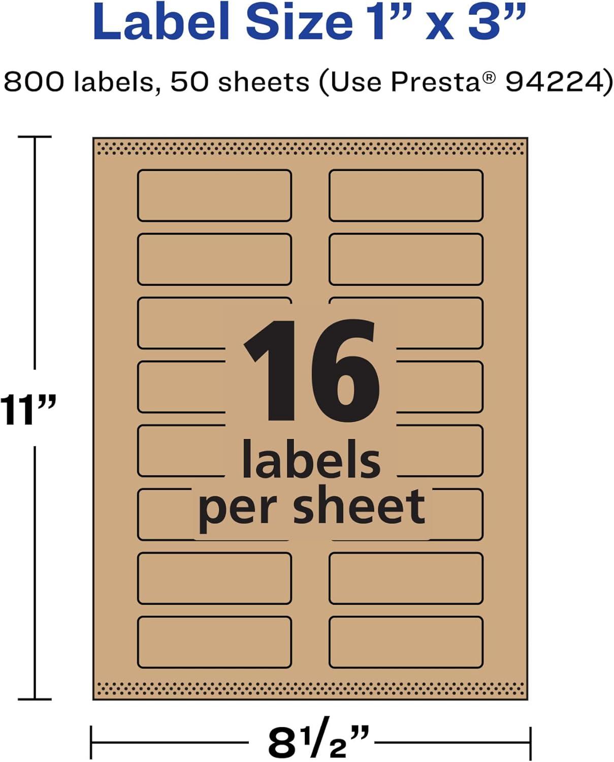 imageAvery Kraft Brown Rectangle Labels Sure Feed Technology 1quot x 3quot 240 Kraft Brown Labels PrinttoTheEdge LaserInkjet Printable800 labels