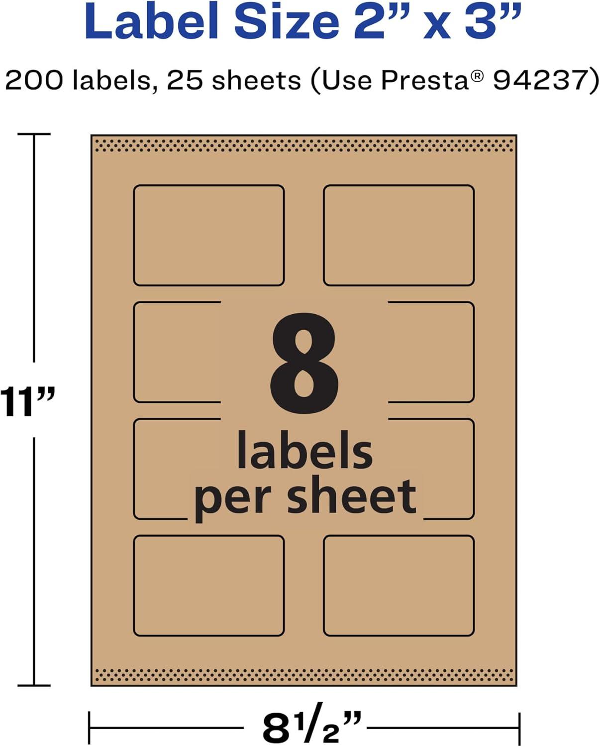 imageAvery Kraft Brown Rectangle Labels Sure Feed Technology 2quot x 3quot 120 Kraft Brown Labels PrinttoTheEdge LaserInkjet Printable200 labels