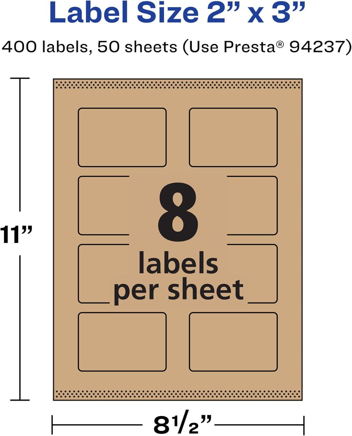 imageAvery Kraft Brown Rectangle Labels Sure Feed Technology 2quot x 3quot 120 Kraft Brown Labels PrinttoTheEdge LaserInkjet Printable400 labels