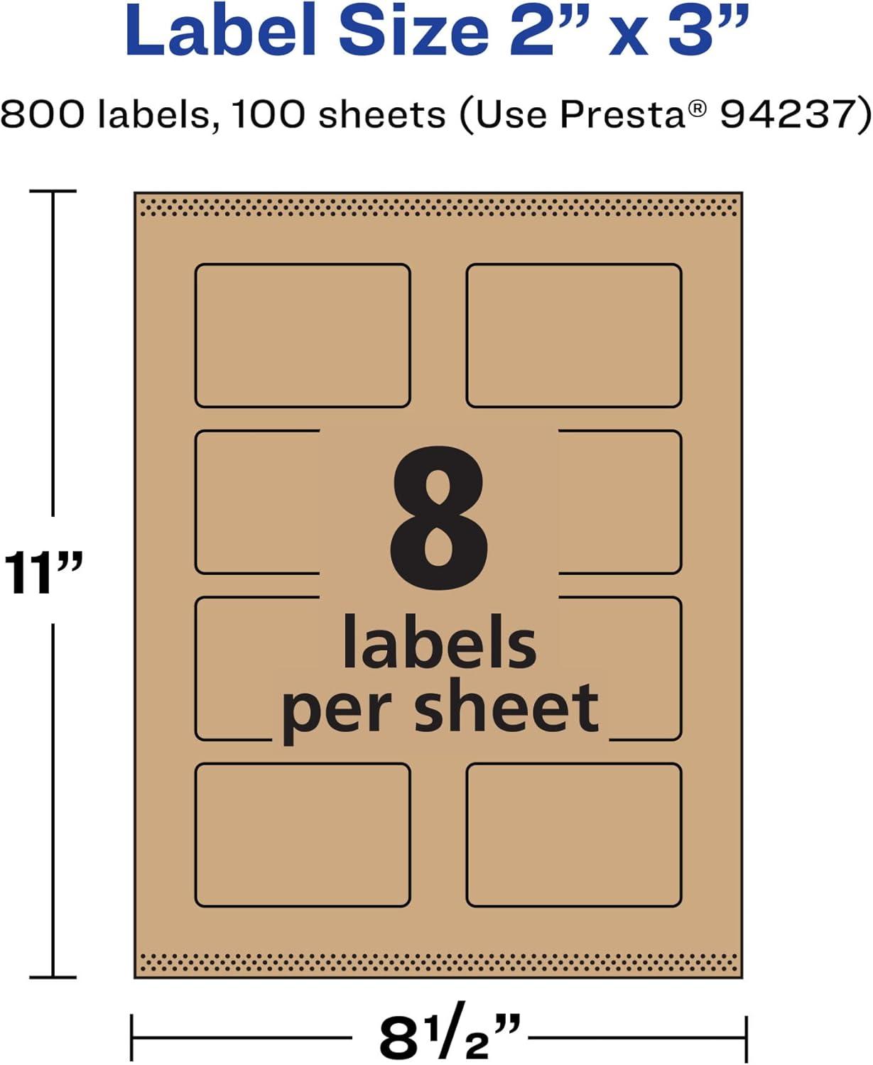 imageAvery Kraft Brown Rectangle Labels Sure Feed Technology 2quot x 3quot 120 Kraft Brown Labels PrinttoTheEdge LaserInkjet Printable800 labels