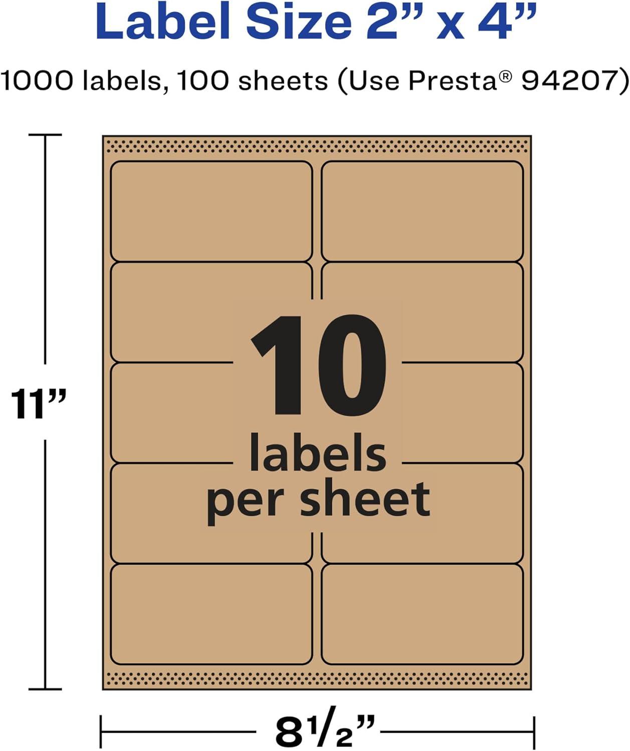 imageAvery Kraft Brown Rectangle Labels Sure Feed Technology 2quot x 4quot 150 Kraft Brown Labels LaserInkjet Printable1 000 labels