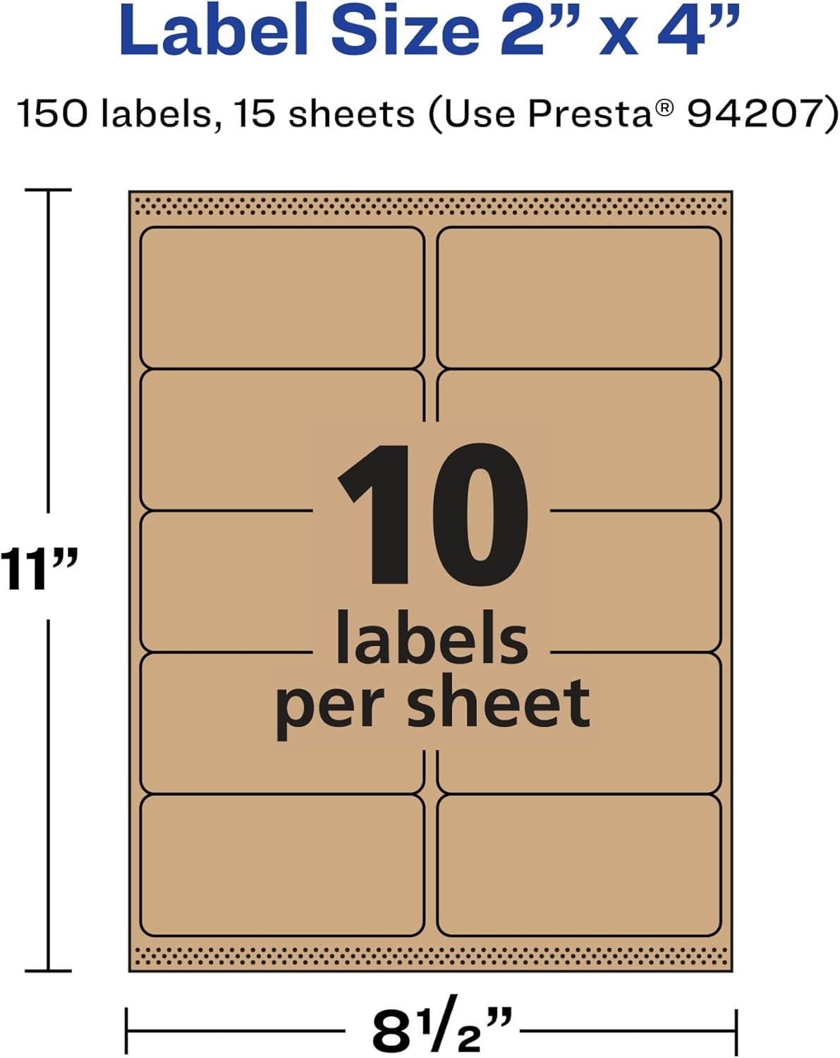 imageAvery Kraft Brown Rectangle Labels Sure Feed Technology 2quot x 4quot 150 Kraft Brown Labels LaserInkjet Printable150 labels