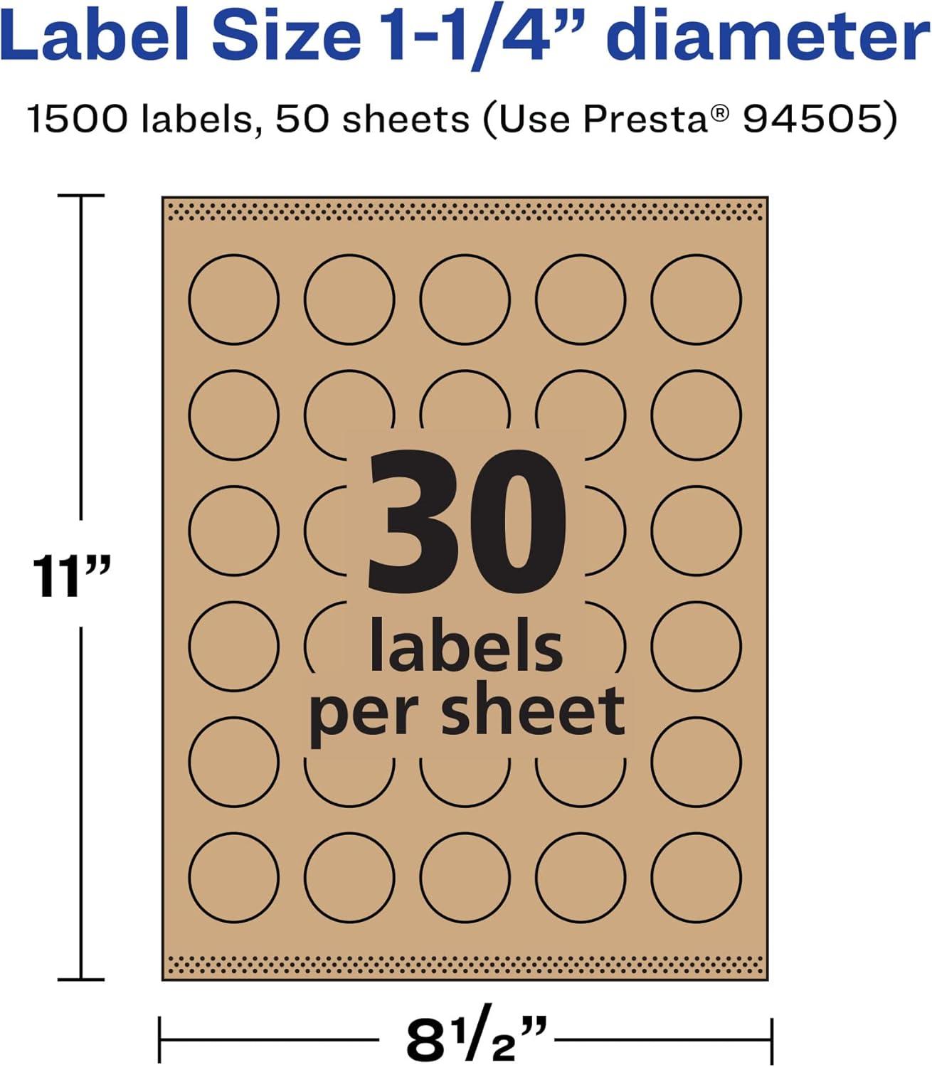 imageAvery Kraft Brown Round Labels Sure Feed Technology 125quot Diameter 450 Kraft Brown Labels PrinttoTheEdge LaserInkjet Printable1 500 labels