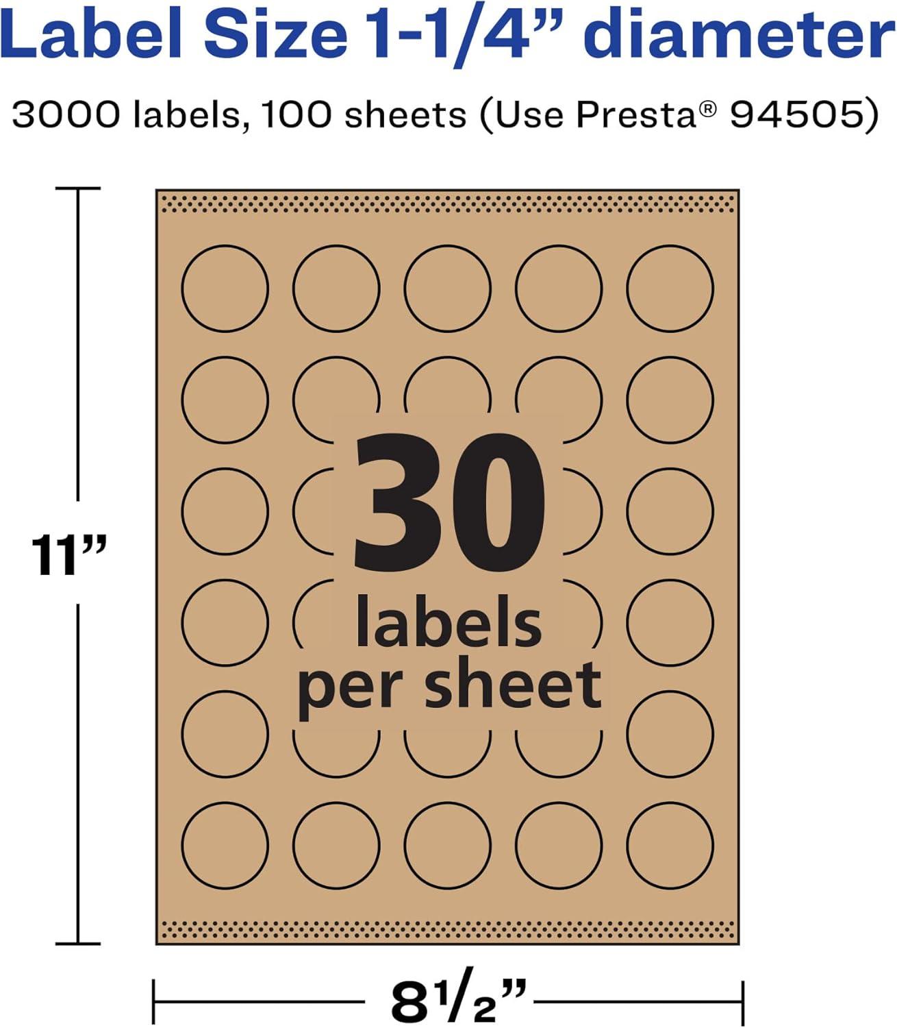 imageAvery Kraft Brown Round Labels Sure Feed Technology 125quot Diameter 450 Kraft Brown Labels PrinttoTheEdge LaserInkjet Printable3 000 labels