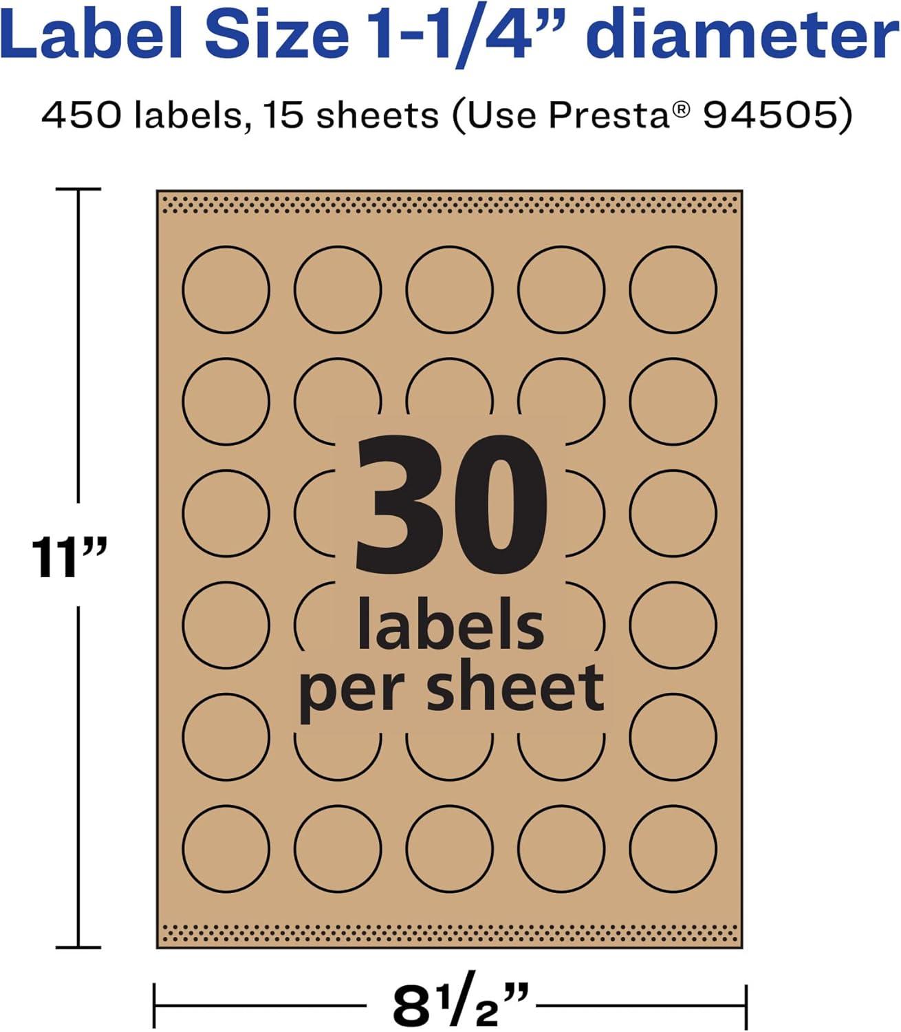 imageAvery Kraft Brown Round Labels Sure Feed Technology 125quot Diameter 450 Kraft Brown Labels PrinttoTheEdge LaserInkjet Printable450 labels