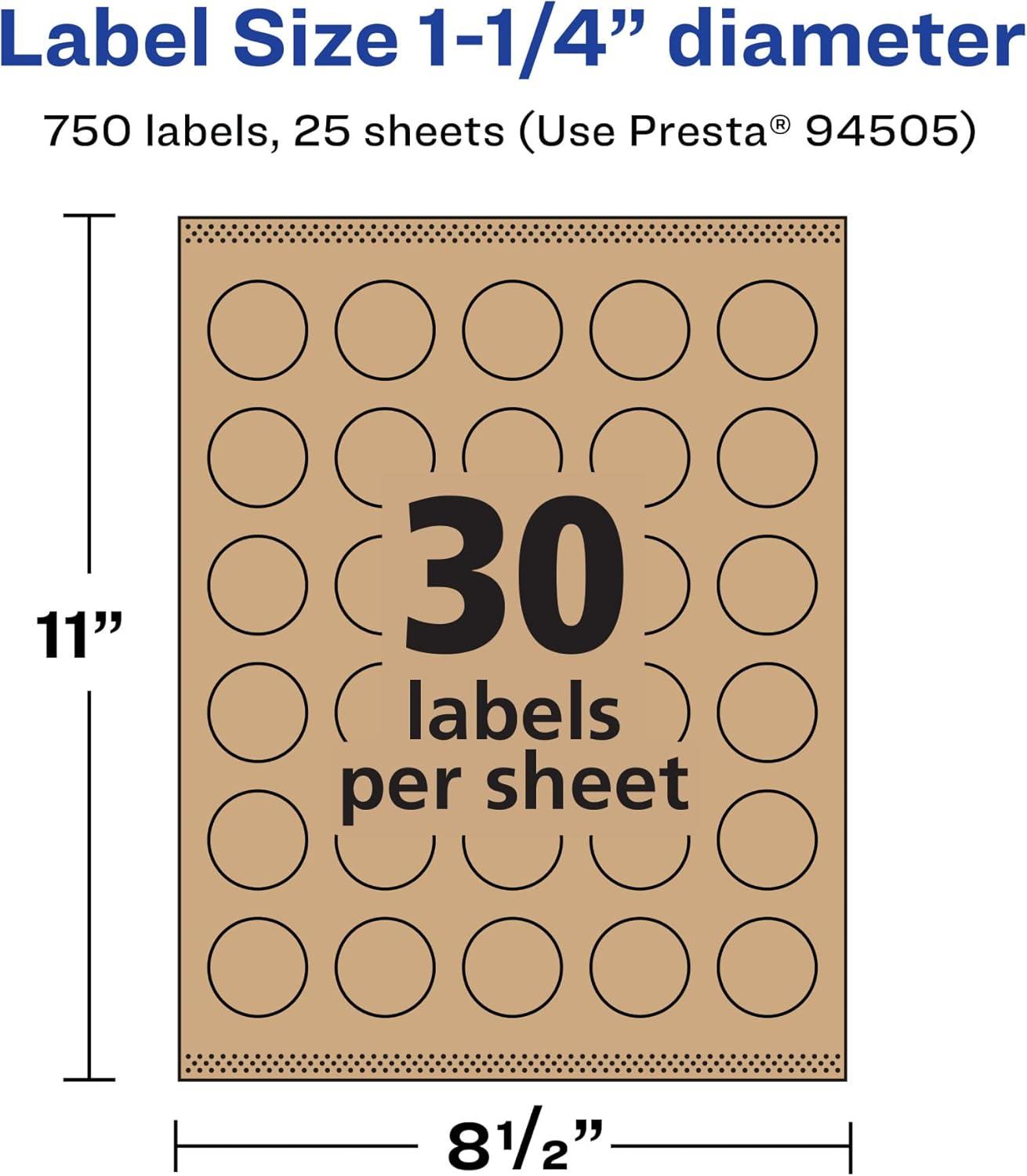 imageAvery Kraft Brown Round Labels Sure Feed Technology 125quot Diameter 450 Kraft Brown Labels PrinttoTheEdge LaserInkjet Printable750 labels