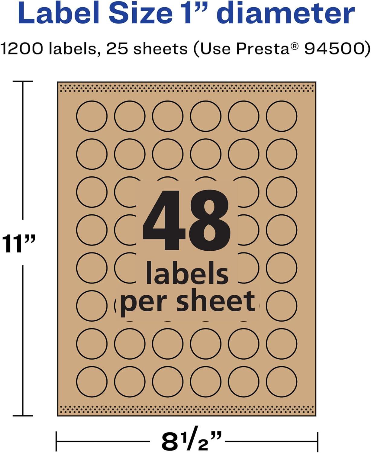 imageAvery Kraft Brown Round Labels Sure Feed Technology 1quot Diameter 720 Kraft Brown Labels PrinttoTheEdge LaserInkjet Printable1 200 labels