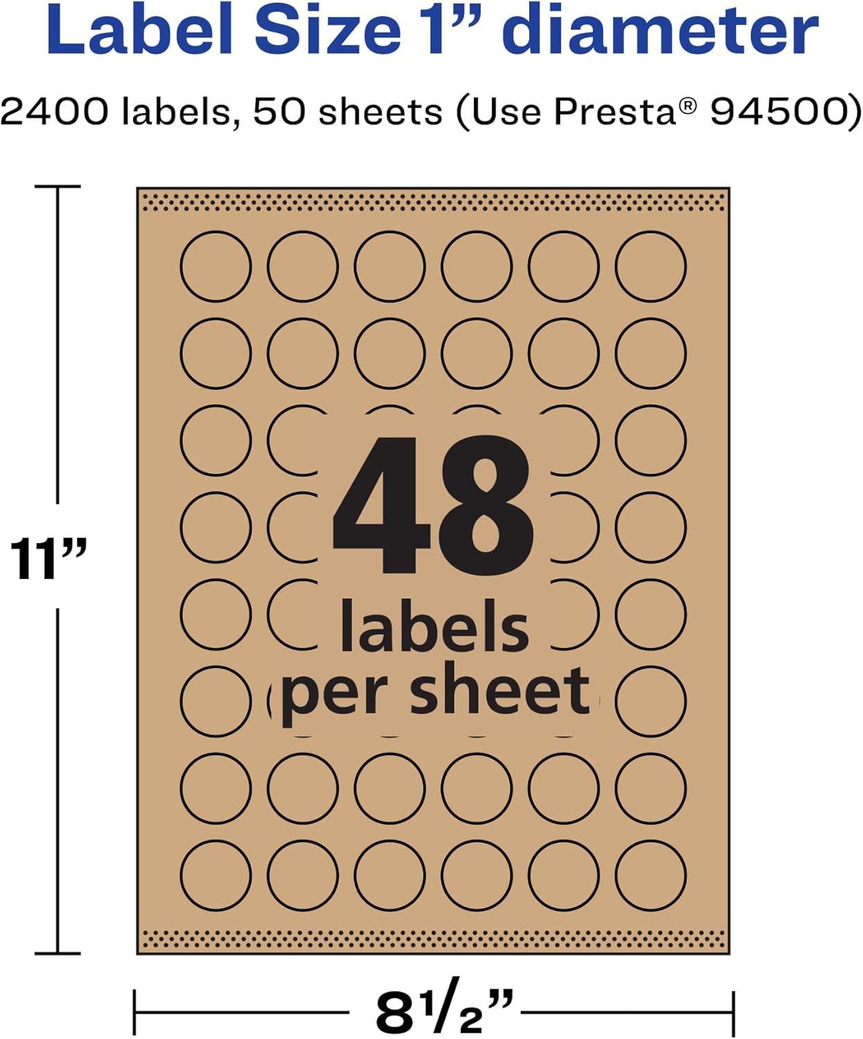 imageAvery Kraft Brown Round Labels Sure Feed Technology 1quot Diameter 720 Kraft Brown Labels PrinttoTheEdge LaserInkjet Printable2 400 labels
