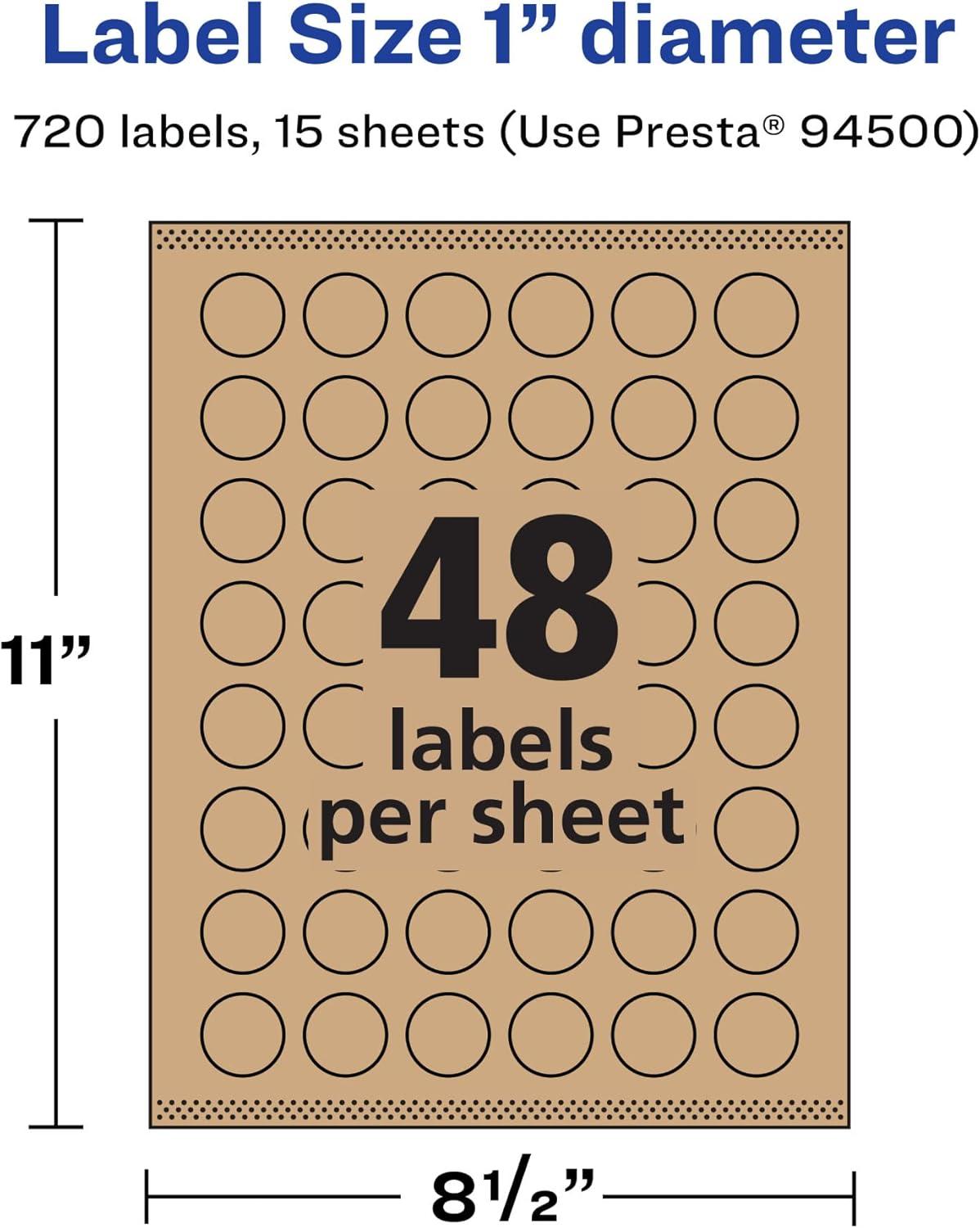 imageAvery Kraft Brown Round Labels Sure Feed Technology 1quot Diameter 720 Kraft Brown Labels PrinttoTheEdge LaserInkjet Printable720 labels