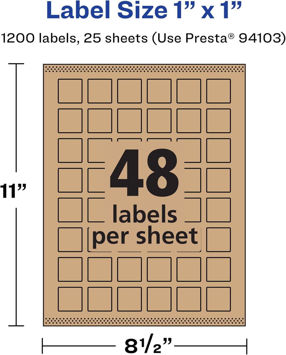 imageAvery Kraft Brown Square Labels Sure Feed Technology 1quot x 1quot 720 Kraft Brown Labels PrinttoTheEdge LaserInkjet Printable1 200 labels