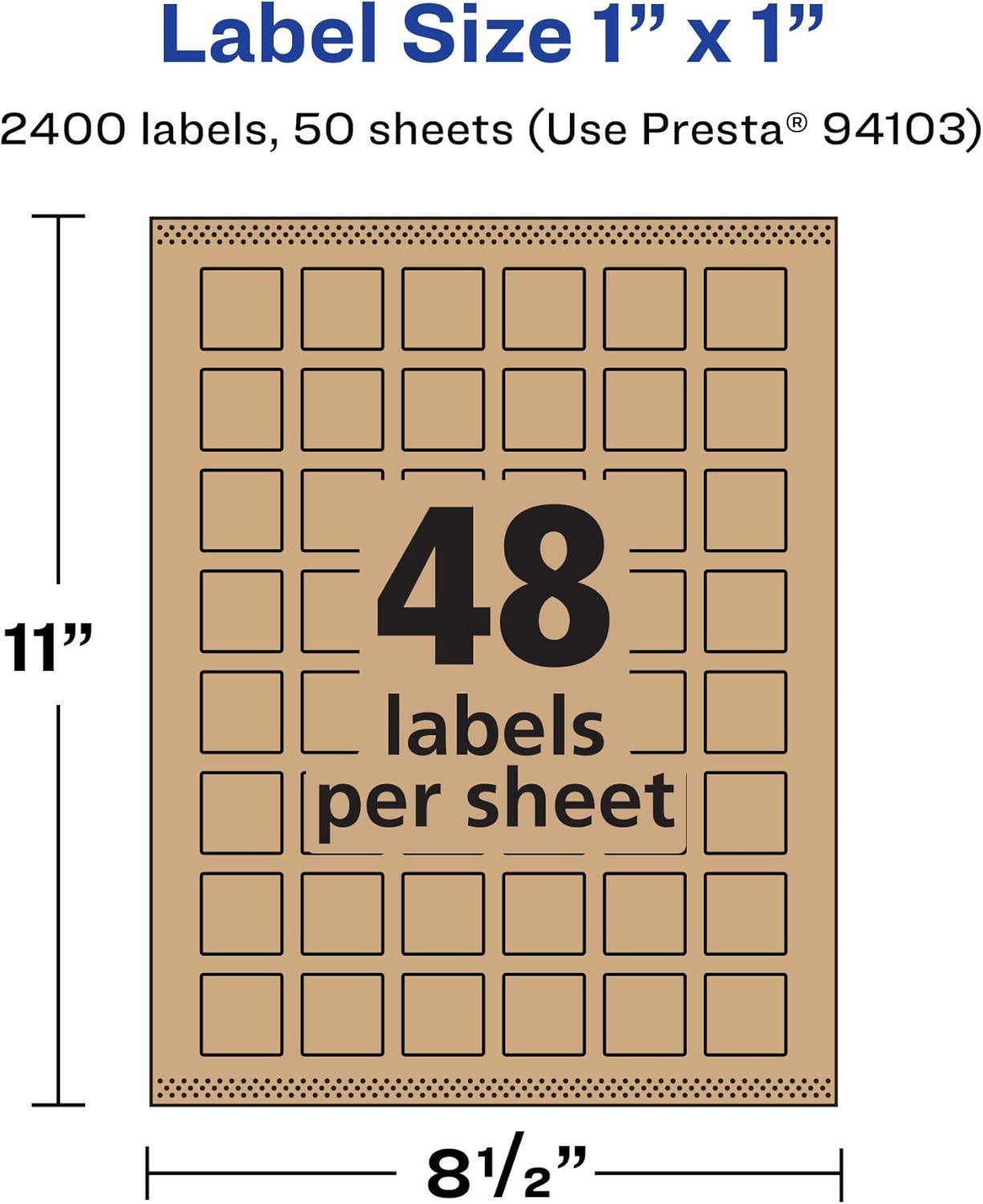 imageAvery Kraft Brown Square Labels Sure Feed Technology 1quot x 1quot 720 Kraft Brown Labels PrinttoTheEdge LaserInkjet Printable2 400 labels
