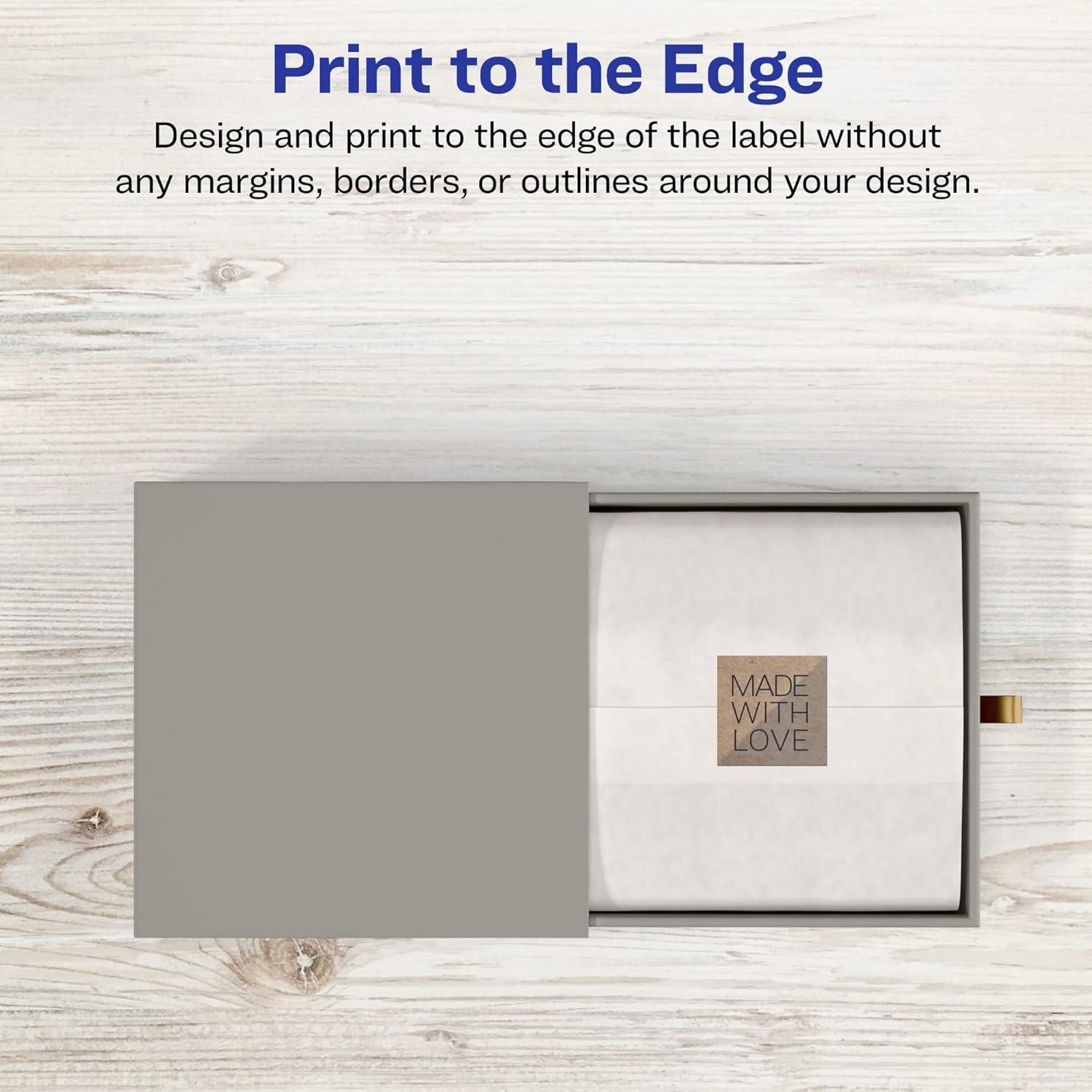imageAvery Kraft Brown Square Labels Sure Feed Technology 1quot x 1quot 720 Kraft Brown Labels PrinttoTheEdge LaserInkjet Printable750 labels