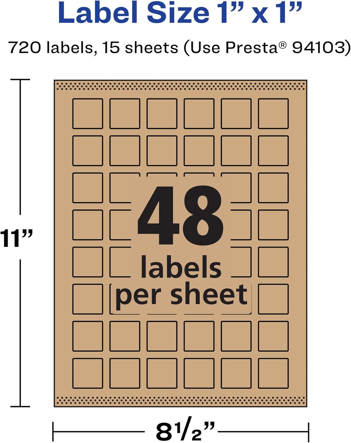 imageAvery Kraft Brown Square Labels Sure Feed Technology 1quot x 1quot 720 Kraft Brown Labels PrinttoTheEdge LaserInkjet Printable750 labels