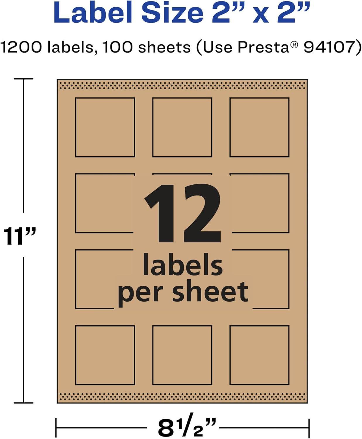 imageAvery Kraft Brown Square Labels Sure Feed Technology 2quot x 2quot 300 Kraft Brown Labels PrinttoTheEdge LaserInkjet Printable1 200 labels