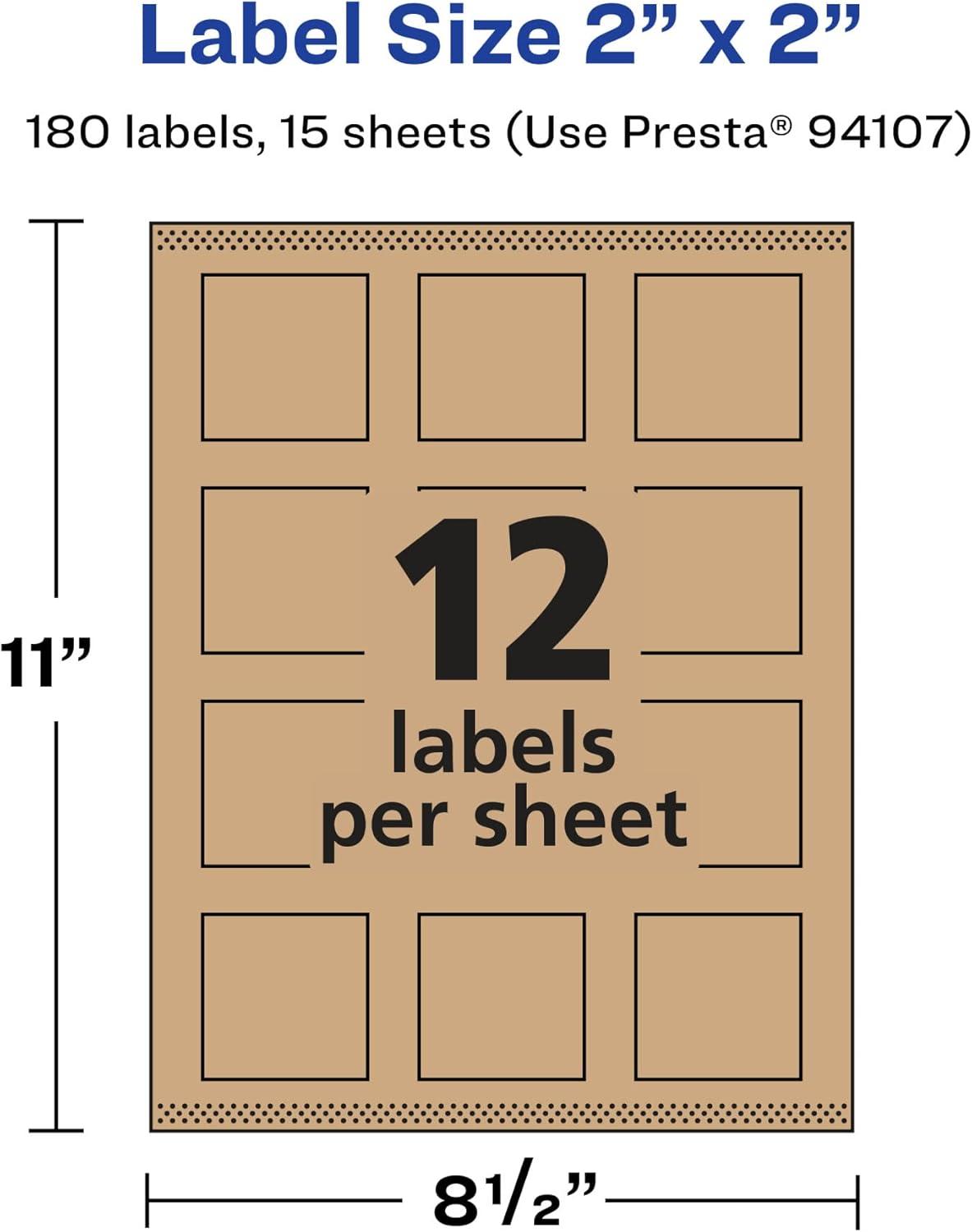 imageAvery Kraft Brown Square Labels Sure Feed Technology 2quot x 2quot 300 Kraft Brown Labels PrinttoTheEdge LaserInkjet Printable180 labels