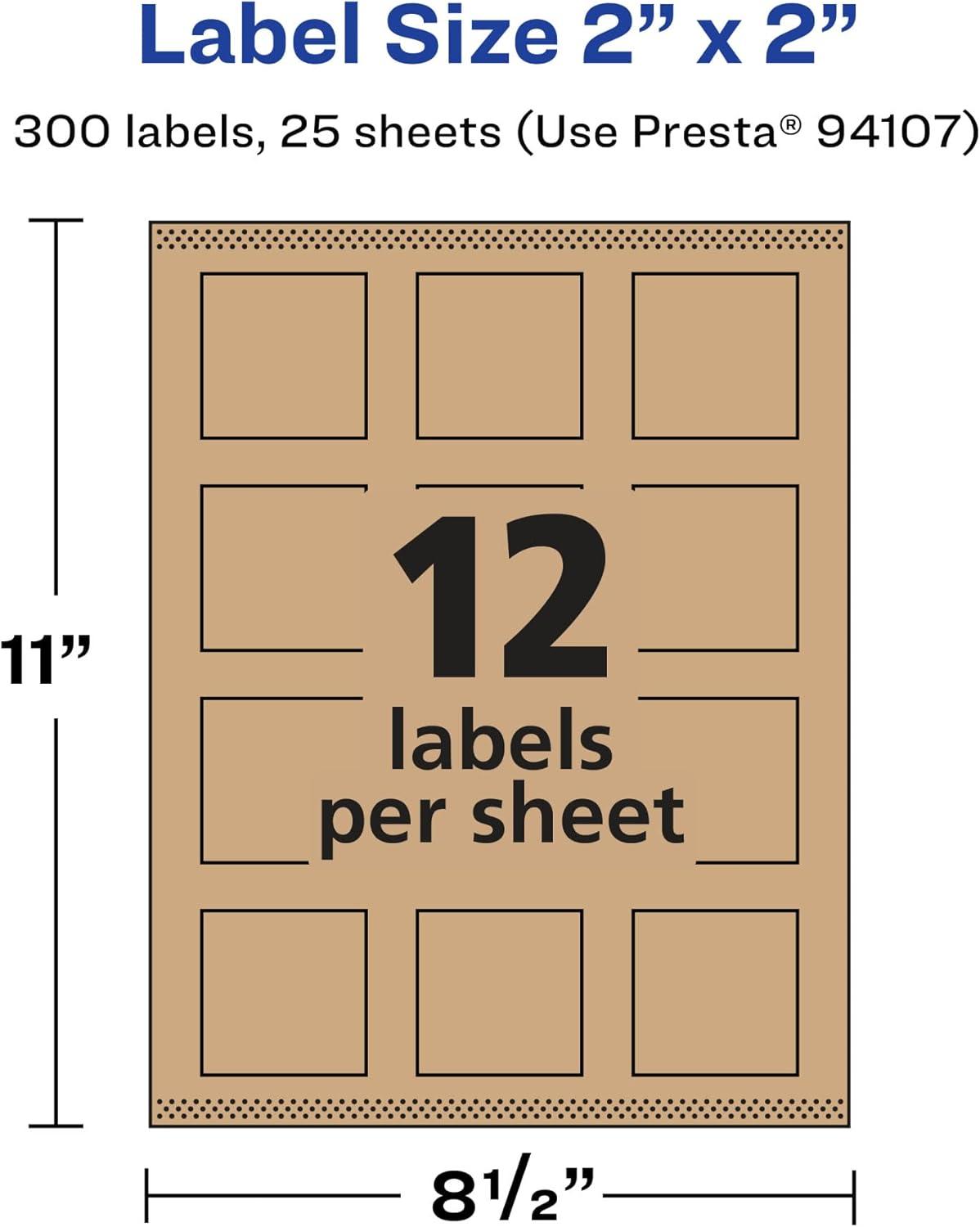 imageAvery Kraft Brown Square Labels Sure Feed Technology 2quot x 2quot 300 Kraft Brown Labels PrinttoTheEdge LaserInkjet Printable300 labels