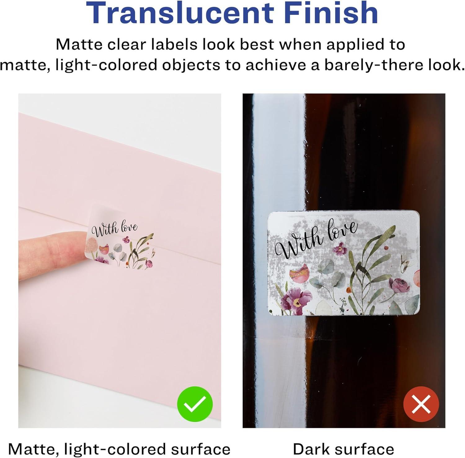 imageAvery Matte Clear Rectangle Labels Sure Feed Technology 1quot x 3quot 160 Matte Clear Labels PrintToTheEdge LaserInkjet Printable1 600 labels