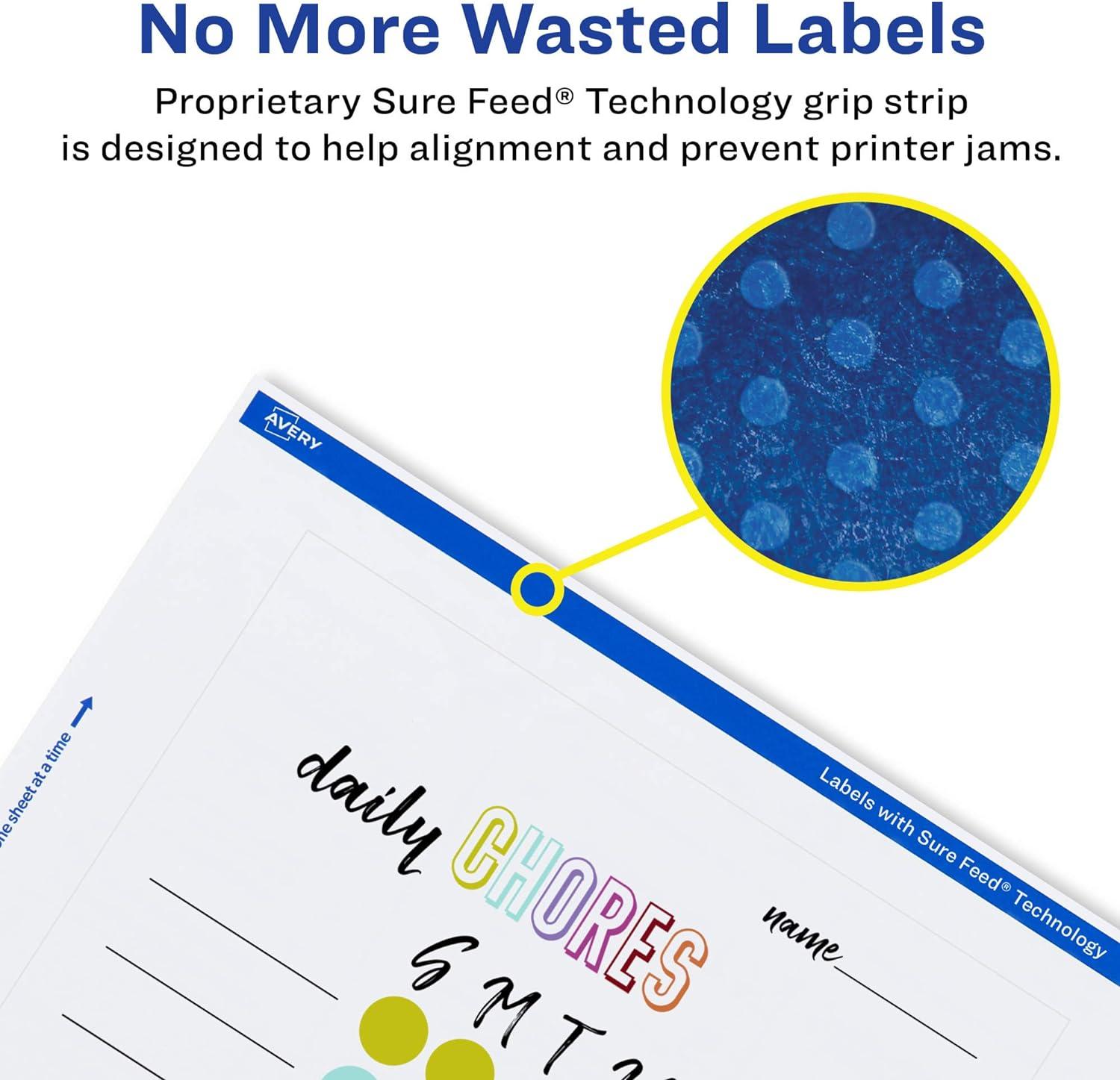 imageAvery Matte White Rectangle Labels Sure Feed Technology 5quot x 7quot 50 Matte White Printable Labels50 Labels