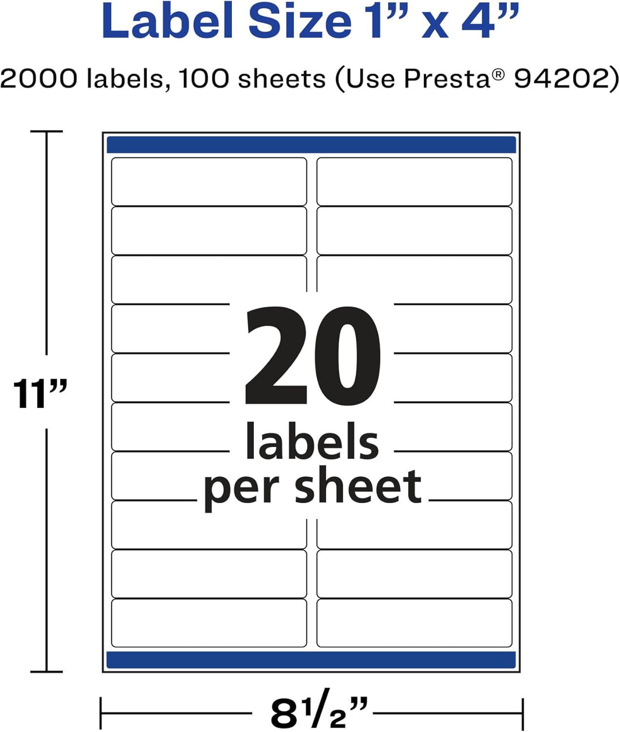 imageAvery Matte White Removable Rectangle Labels Sure Feed Technology 1quot x 4quot 300 Removable Labels LaserInkjet Printable2 000 labels