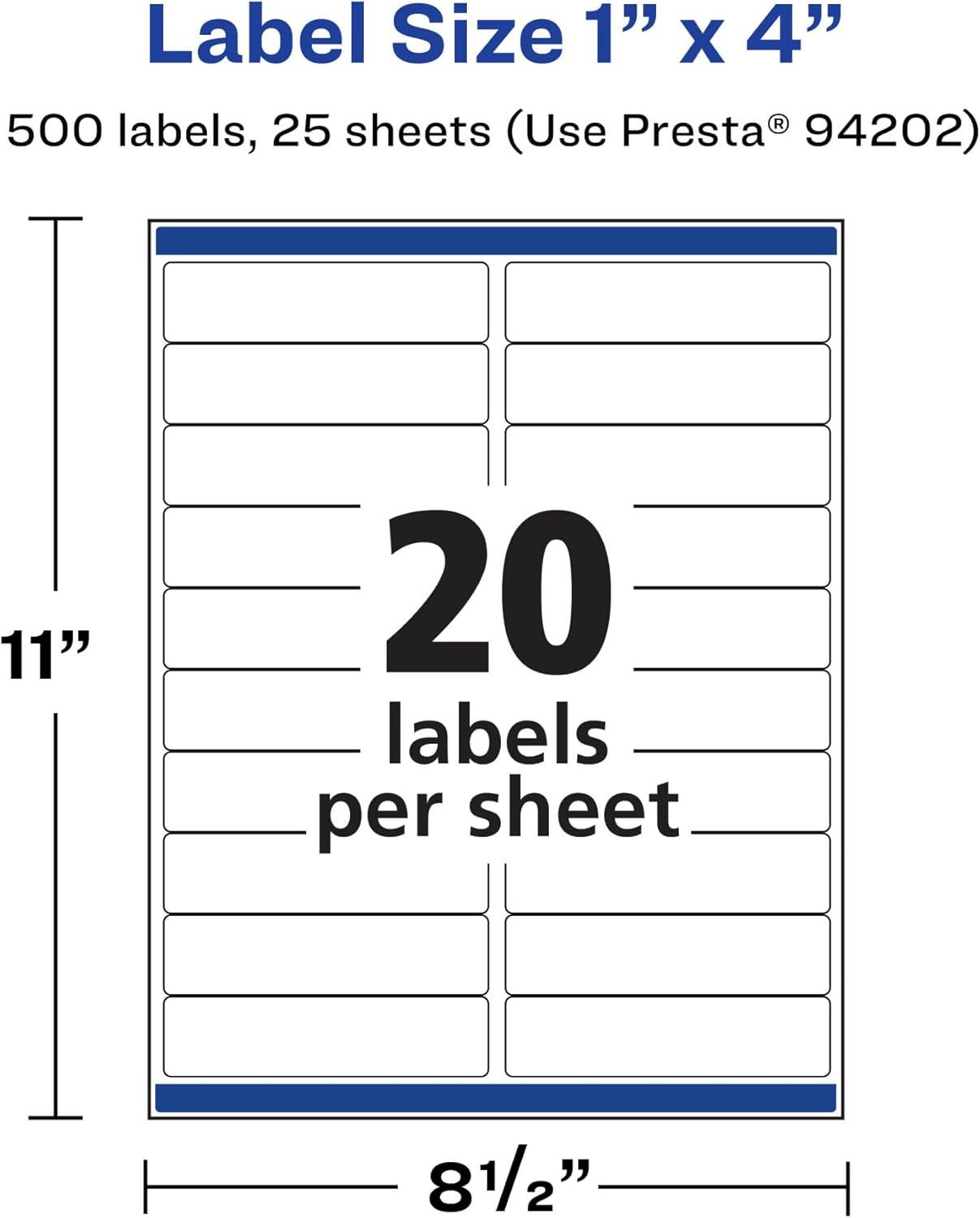 imageAvery Matte White Removable Rectangle Labels Sure Feed Technology 1quot x 4quot 300 Removable Labels LaserInkjet Printable500 labels