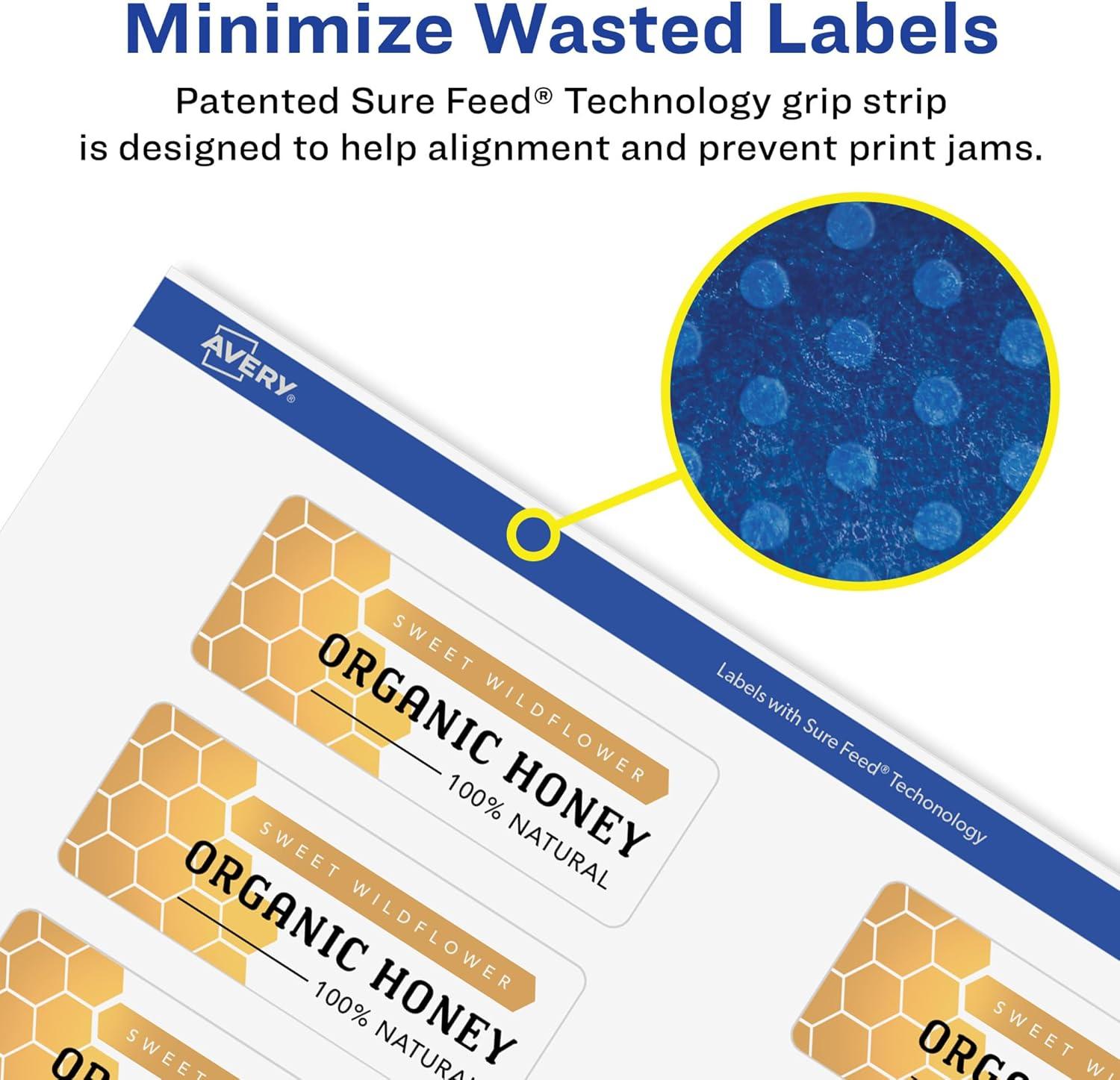 imageAvery Matte White Removable Rectangle Labels Sure Feed Technology 1quot x 4quot 300 Removable Labels LaserInkjet Printable500 labels