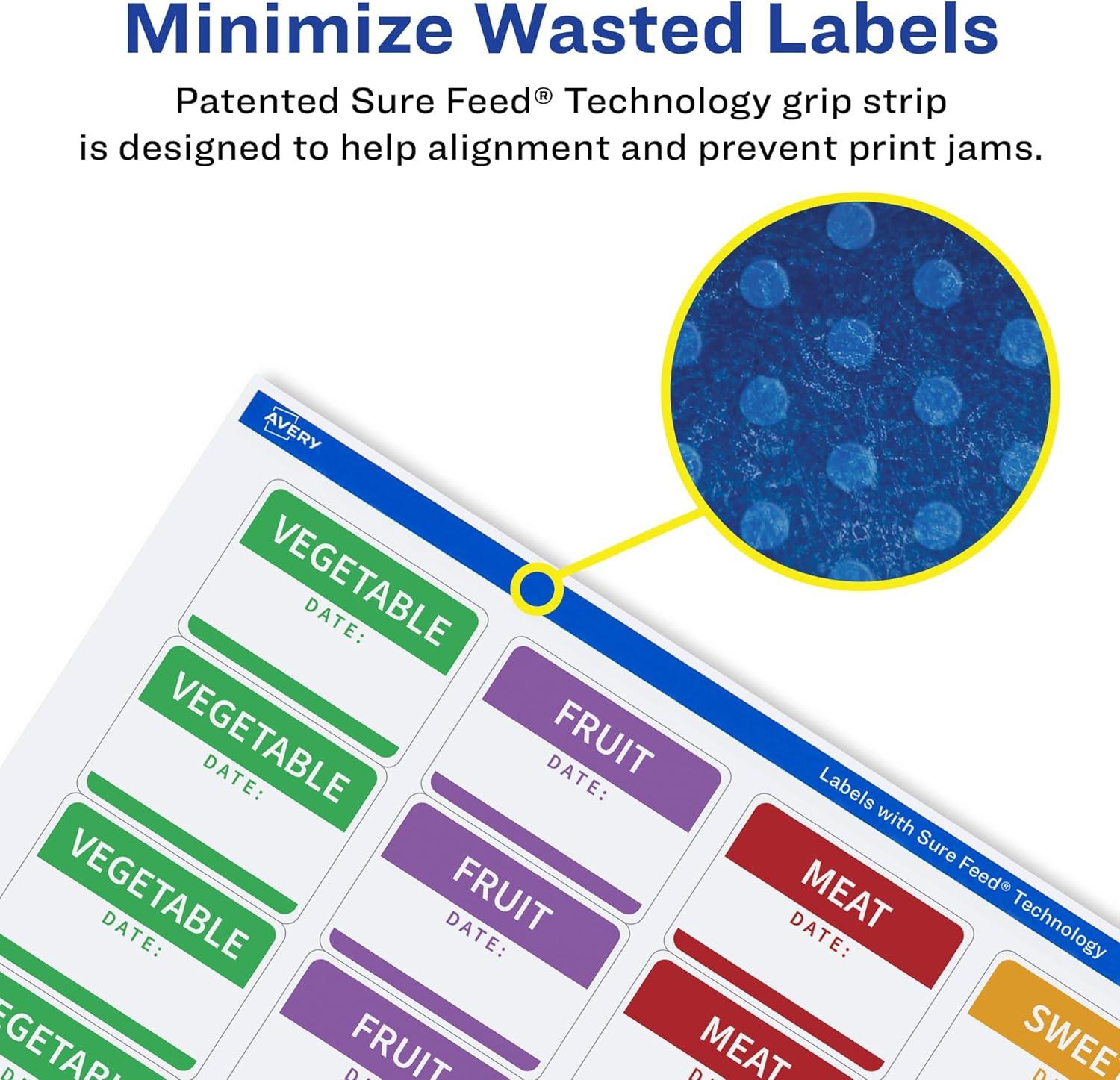 imageAvery Matte White Removable Rectangle Labels Sure Feed Technology 2quot x 258quot 1500 Removable Labels LaserInkjet Printable750 labels