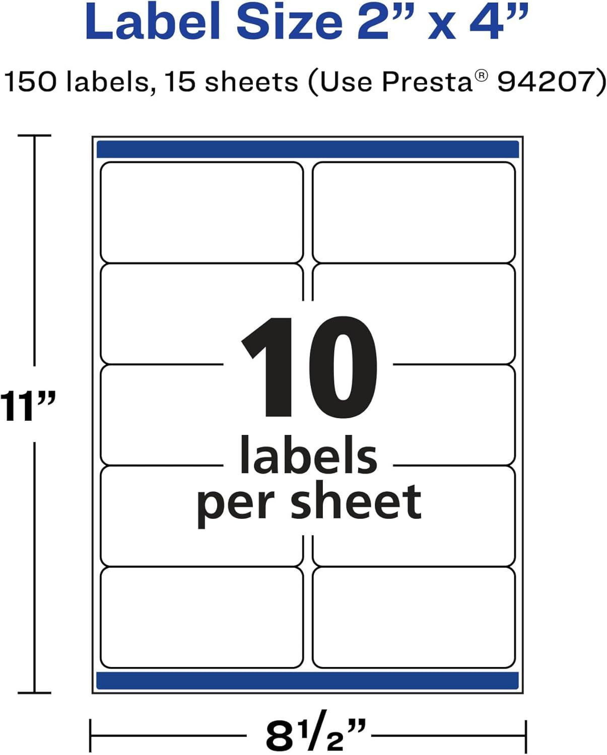 imageAvery Matte White Removable Rectangle Labels Sure Feed Technology 2quot x 4quot 150 Removable Labels LaserInkjet Printable150 labels