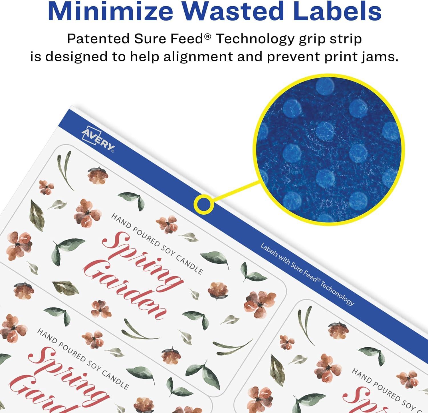 imageAvery Matte White Removable Rectangle Labels Sure Feed Technology 2quot x 4quot 150 Removable Labels LaserInkjet Printable150 labels