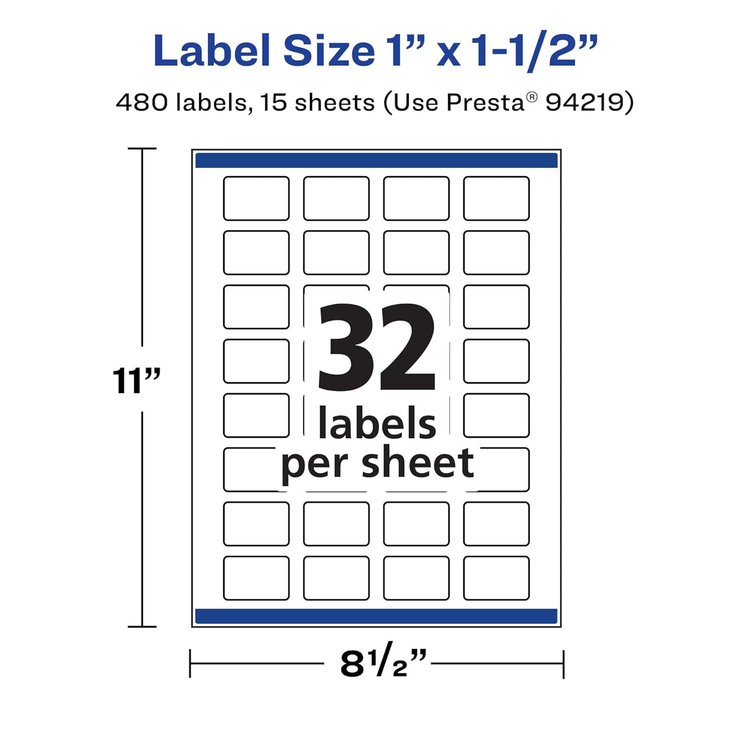 imageAvery Matte White Removable Rectangle Labels Sure Feed Technology PrinttoTheEdge 1quot x 15quot 480 Removable Labels LaserInkjet Printable480 labels