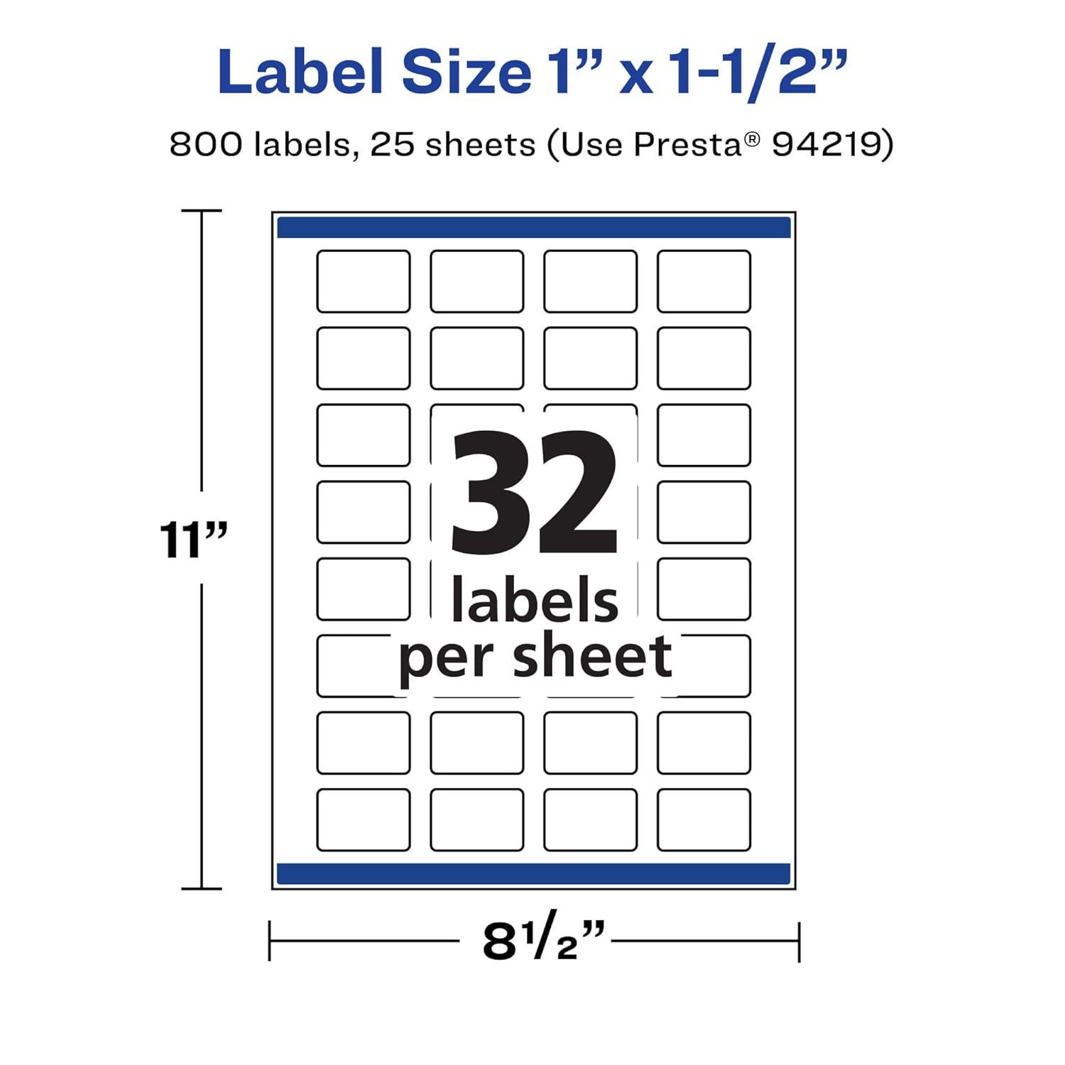 imageAvery Matte White Removable Rectangle Labels Sure Feed Technology PrinttoTheEdge 1quot x 15quot 480 Removable Labels LaserInkjet Printable800 labels
