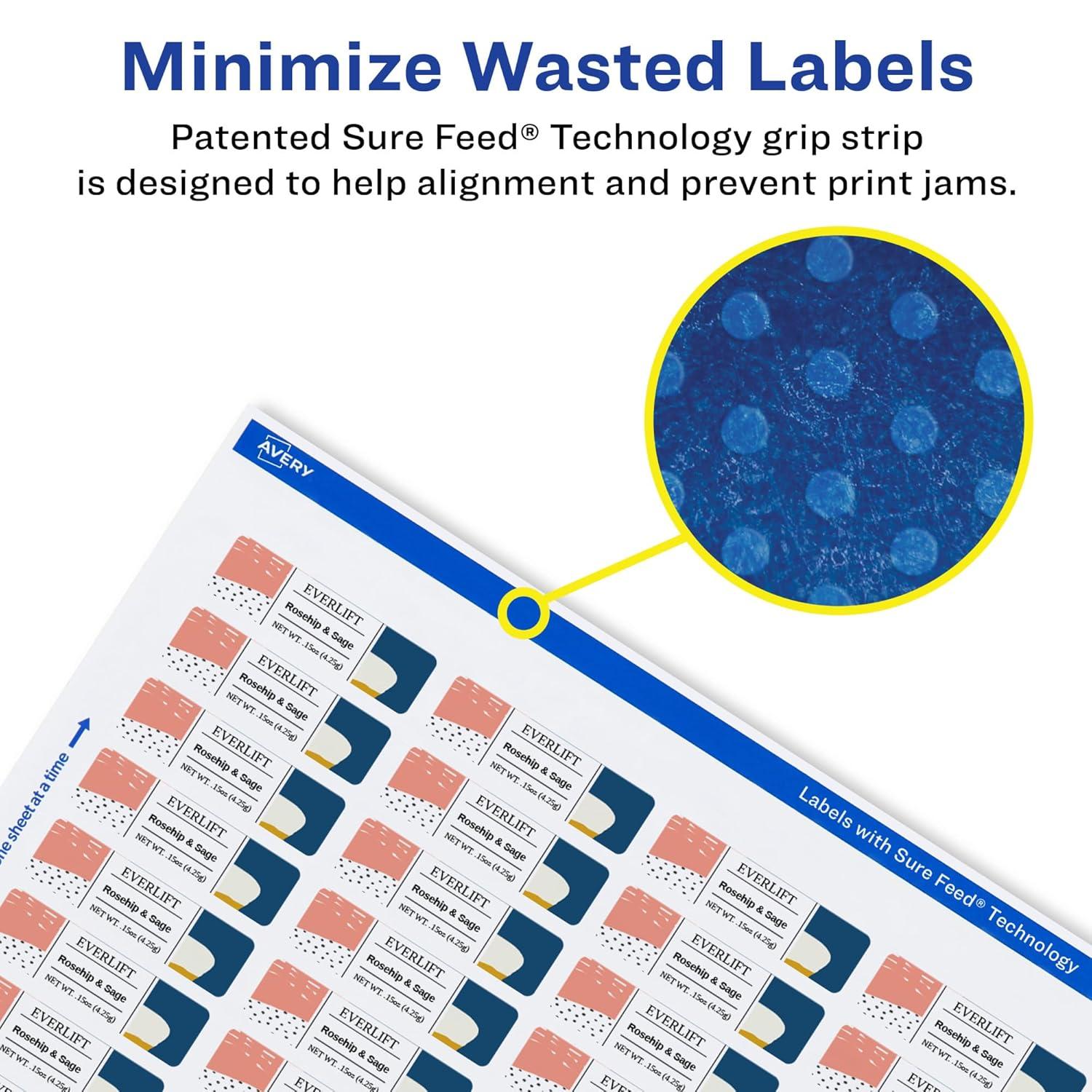 imageAvery Matte White Removable Rectangle Labels Sure Feed Technology PrinttoTheEdge 1quot x 15quot 480 Removable Labels LaserInkjet Printable800 labels
