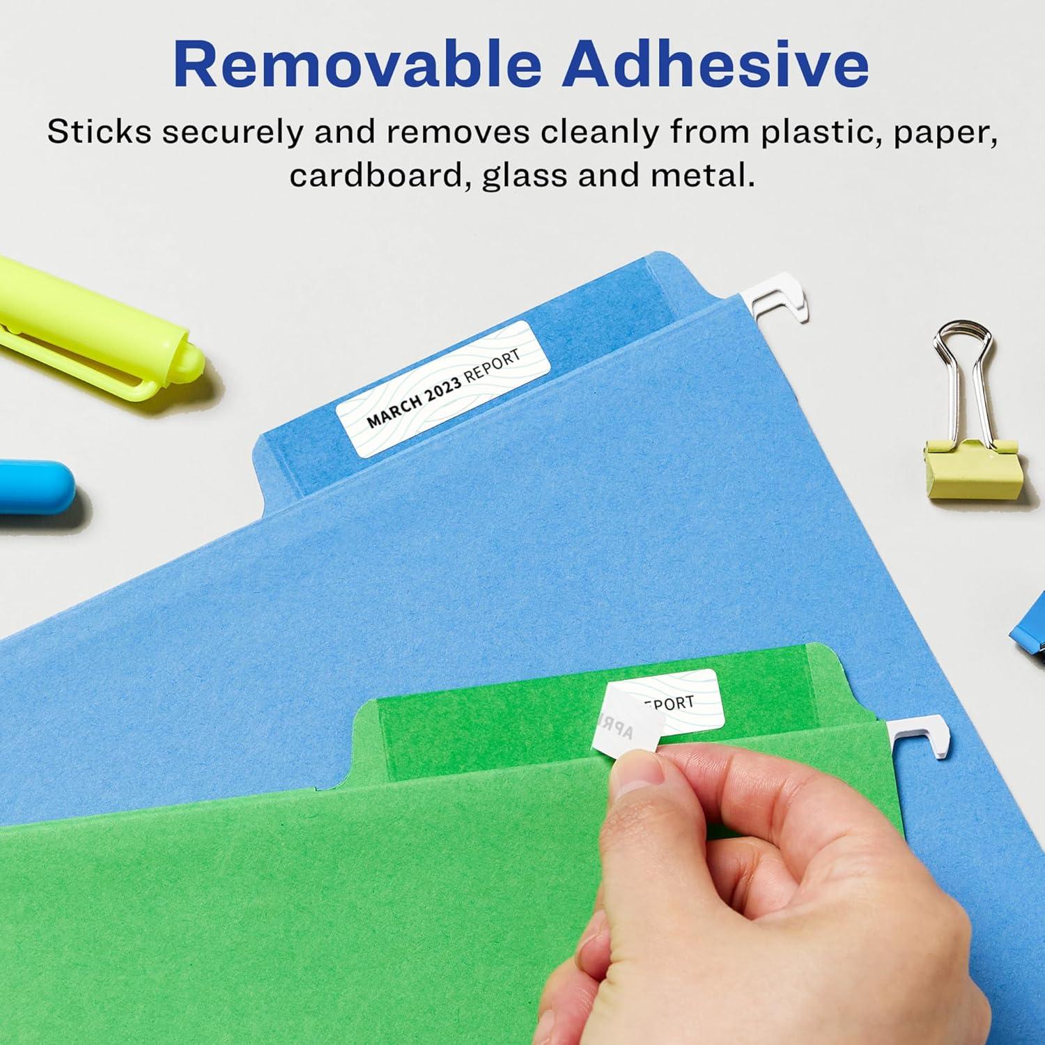imageAvery Matte White Removable Rectangle Labels Sure Feed Technology PrinttoTheEdge 1quot x 15quot 480 Removable Labels LaserInkjet Printable800 labels