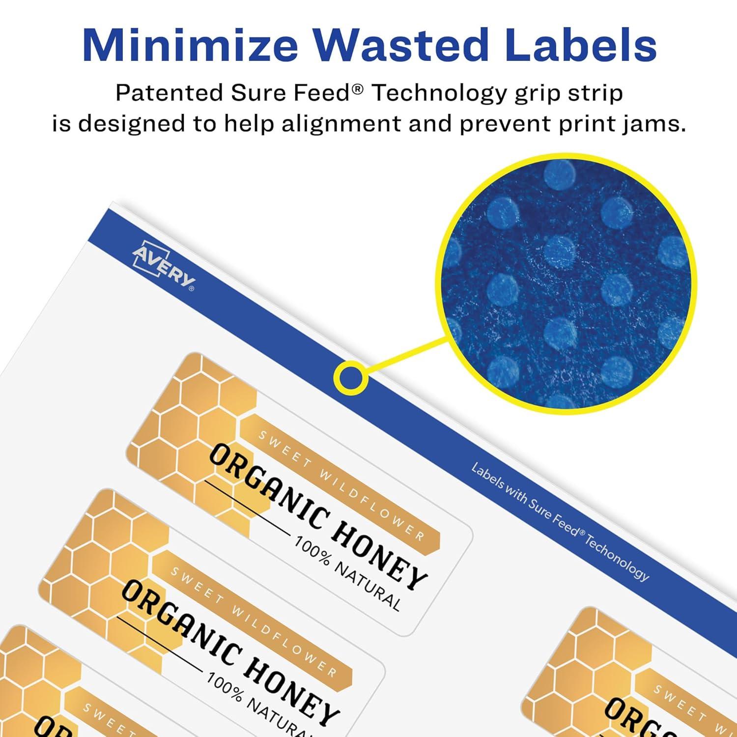 imageAvery Matte White Removable Rectangle Labels Sure Feed Technology PrinttoTheEdge 1quot x 3quot 240 Removable Labels LaserInkjet Printable1 600 labels
