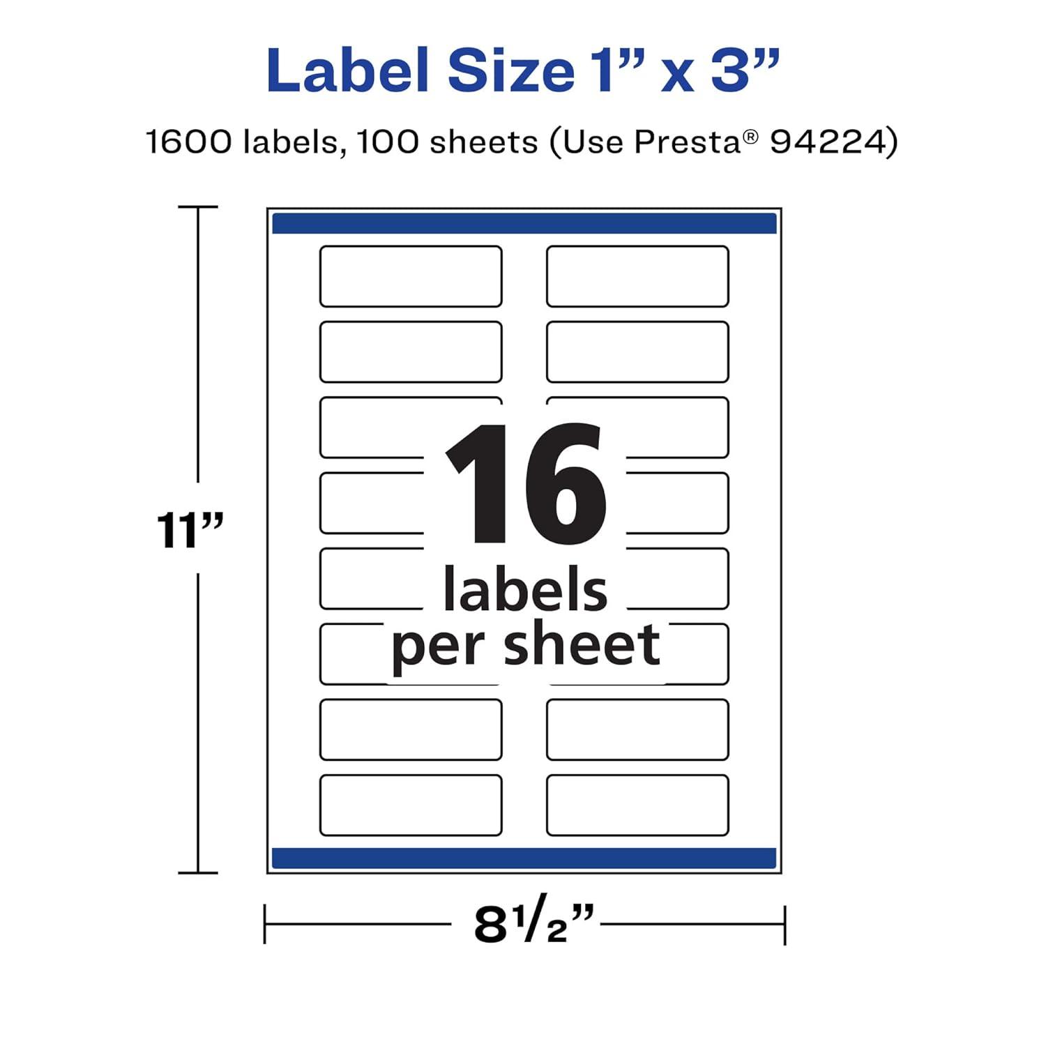 imageAvery Matte White Removable Rectangle Labels Sure Feed Technology PrinttoTheEdge 1quot x 3quot 240 Removable Labels LaserInkjet Printable1 600 labels