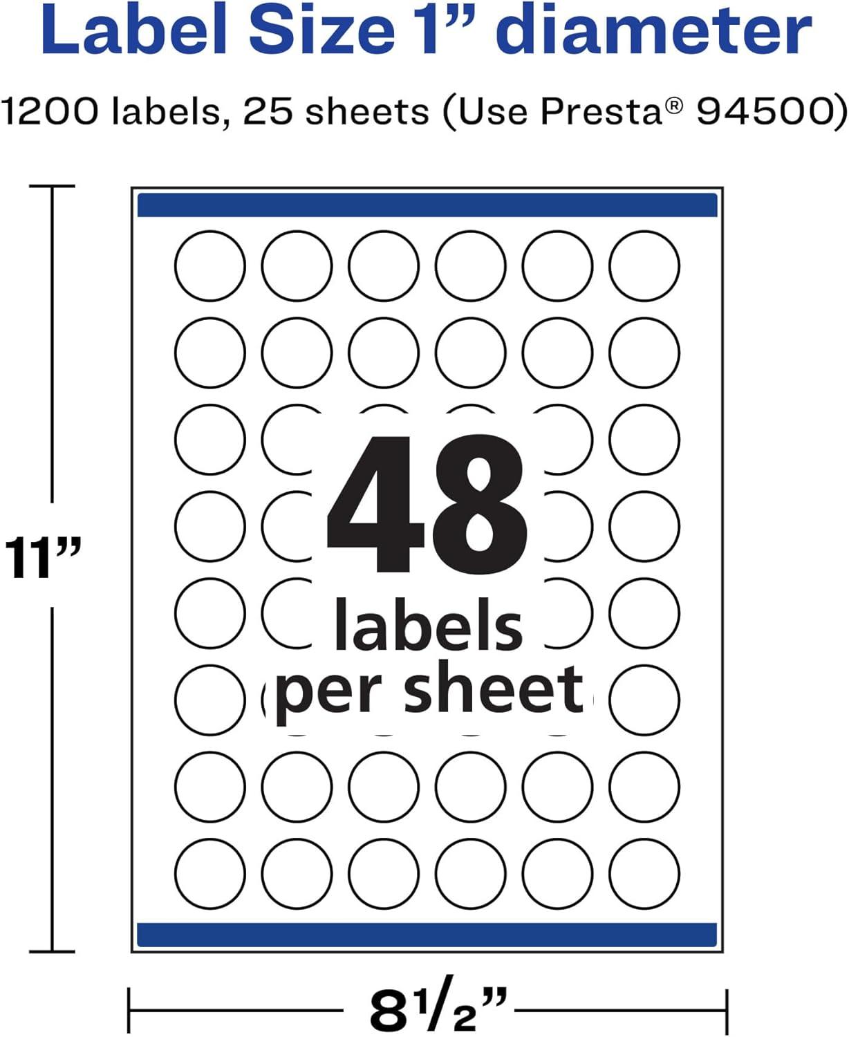 imageAvery Matte White Removable Round Labels Sure Feed Technology PrinttoTheEdge 1quot Diameter 720 Removable Labels LaserInkjet Printable1 200 labels
