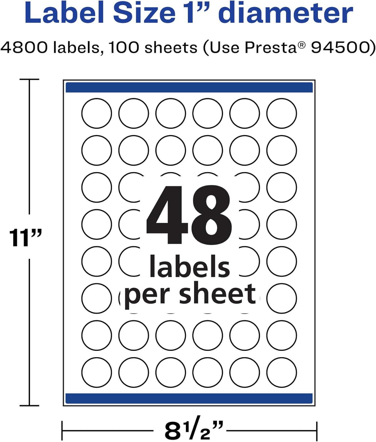 imageAvery Matte White Removable Round Labels Sure Feed Technology PrinttoTheEdge 1quot Diameter 720 Removable Labels LaserInkjet Printable4 800 labels