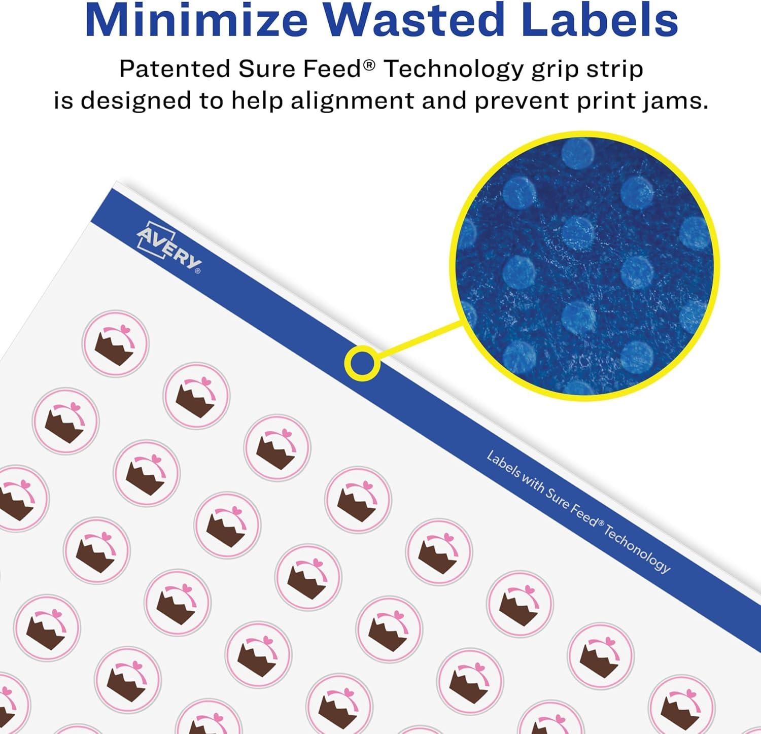 imageAvery Matte White Removable Round Labels Sure Feed Technology PrinttoTheEdge 1quot Diameter 720 Removable Labels LaserInkjet Printable4 800 labels