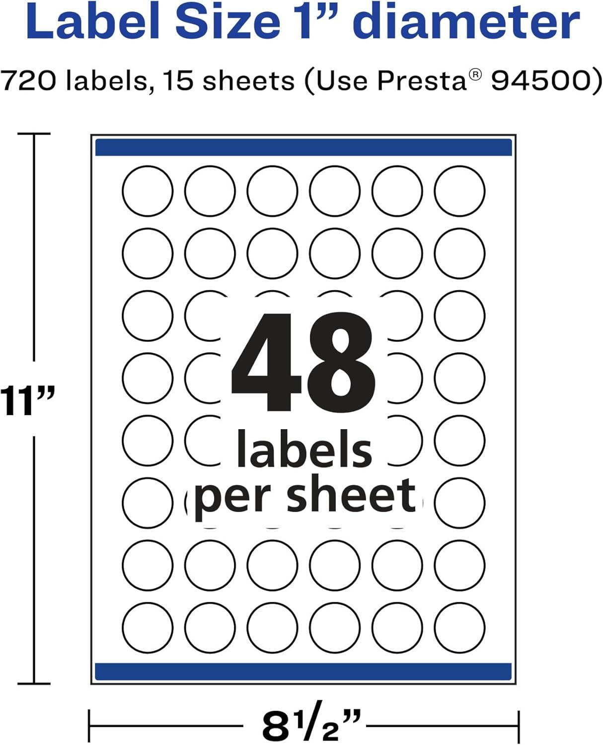 imageAvery Matte White Removable Round Labels Sure Feed Technology PrinttoTheEdge 1quot Diameter 720 Removable Labels LaserInkjet Printable720 labels