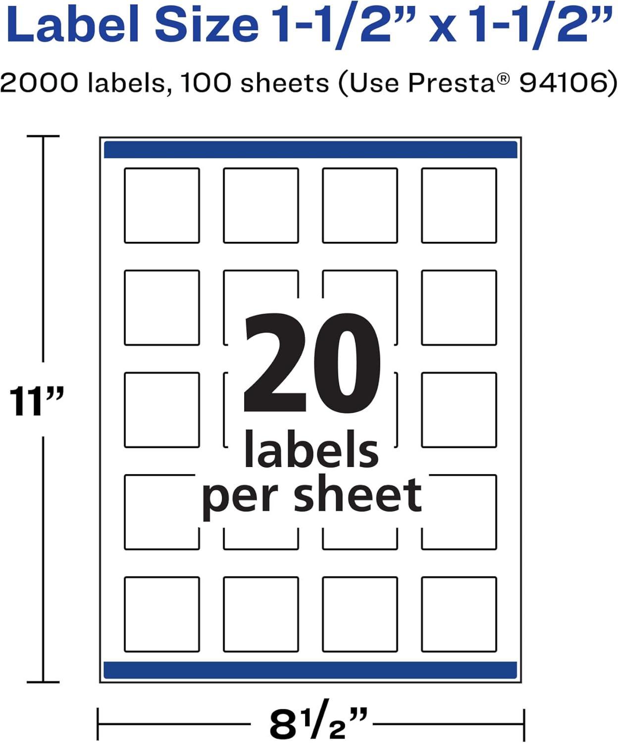 imageAvery Matte White Removable Square Labels Sure Feed Technology PrinttoTheEdge 15quot x 15quot 300 Removable Labels LaserInkjet Printable2 000 labels