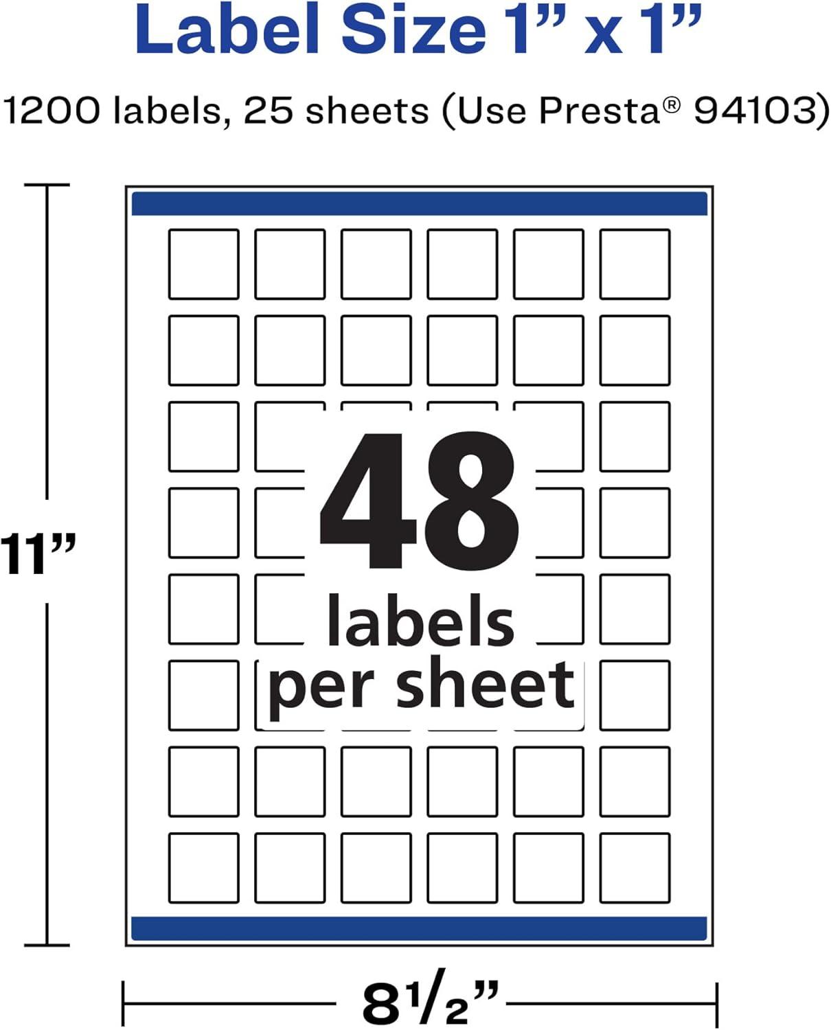 imageAvery Matte White Removable Square Labels Sure Feed Technology PrinttoTheEdge 1quot x 1quot 720 Removable Labels LaserInkjet Printable1 200 labels