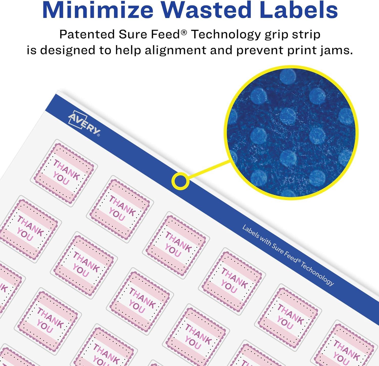 imageAvery Matte White Removable Square Labels Sure Feed Technology PrinttoTheEdge 1quot x 1quot 720 Removable Labels LaserInkjet Printable1 200 labels