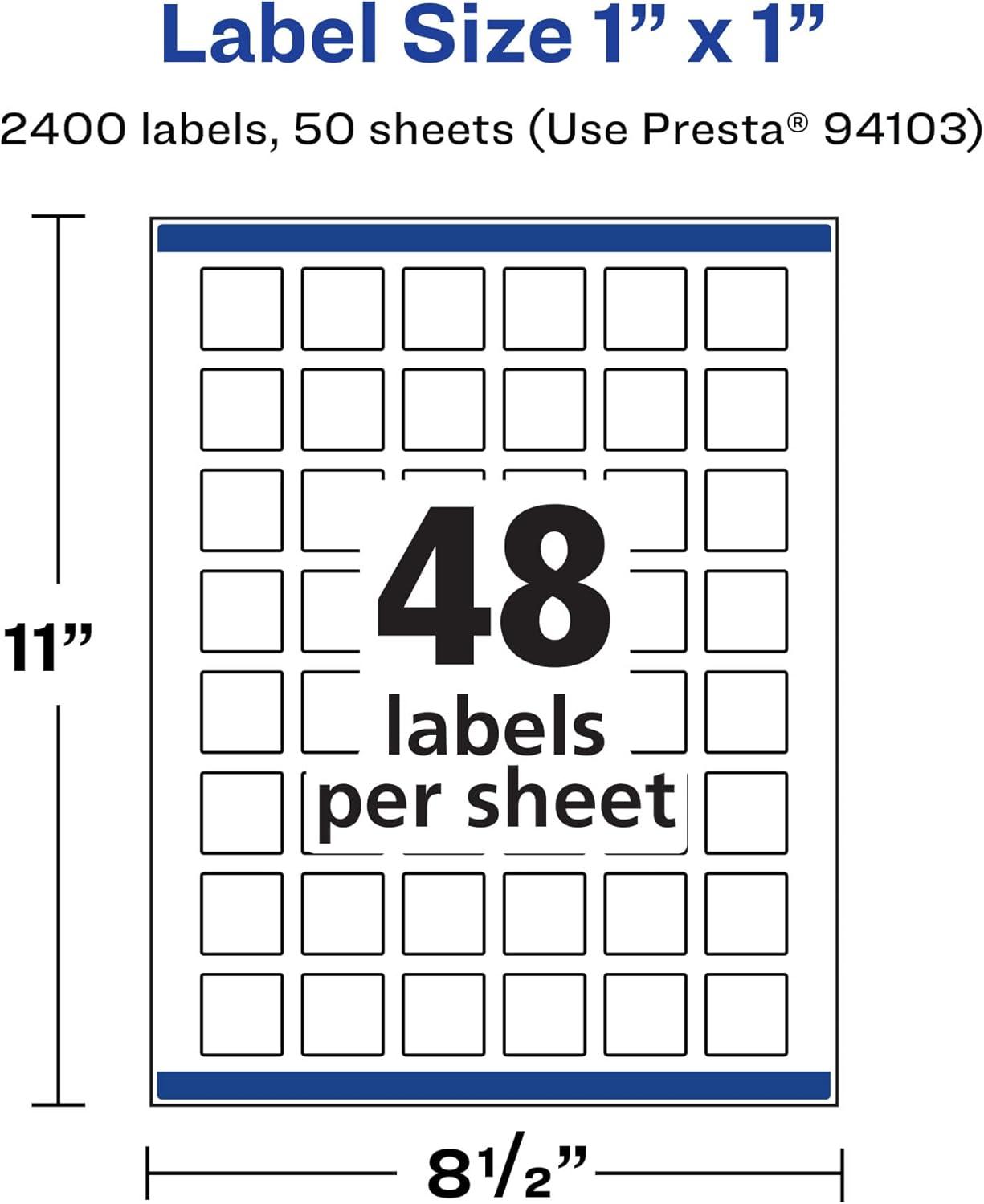 imageAvery Matte White Removable Square Labels Sure Feed Technology PrinttoTheEdge 1quot x 1quot 720 Removable Labels LaserInkjet Printable2 400 labels