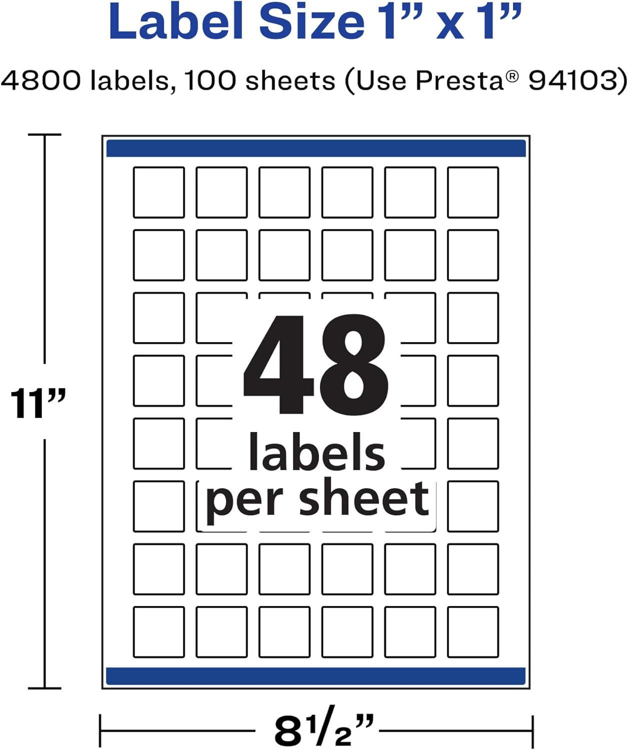 imageAvery Matte White Removable Square Labels Sure Feed Technology PrinttoTheEdge 1quot x 1quot 720 Removable Labels LaserInkjet Printable4 800 labels
