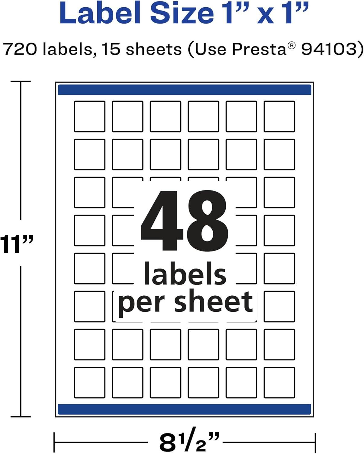 imageAvery Matte White Removable Square Labels Sure Feed Technology PrinttoTheEdge 1quot x 1quot 720 Removable Labels LaserInkjet Printable720 labels