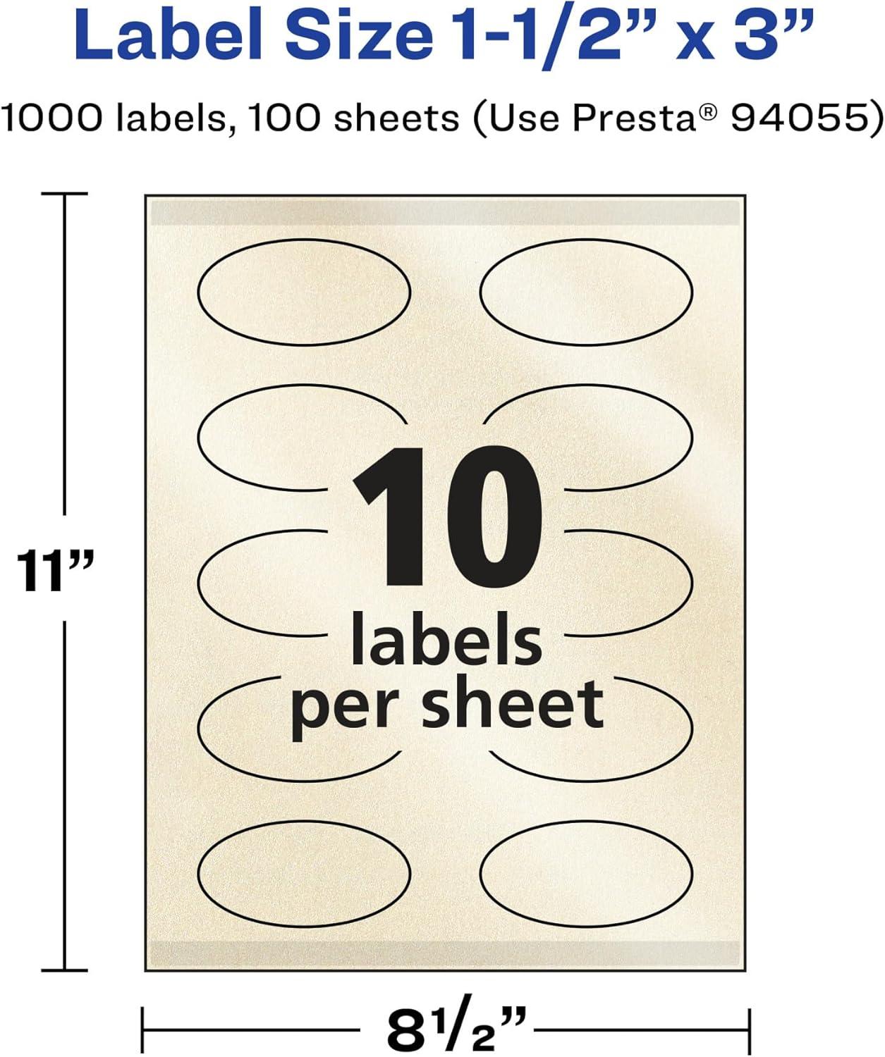imageAvery Pearlized Ivory Oval Labels Sure Feed Technology PrinttoTheEdge 15quot x 3quot 500 Pearlized Ivory Labels LaserInkjet Printable1 000 labels