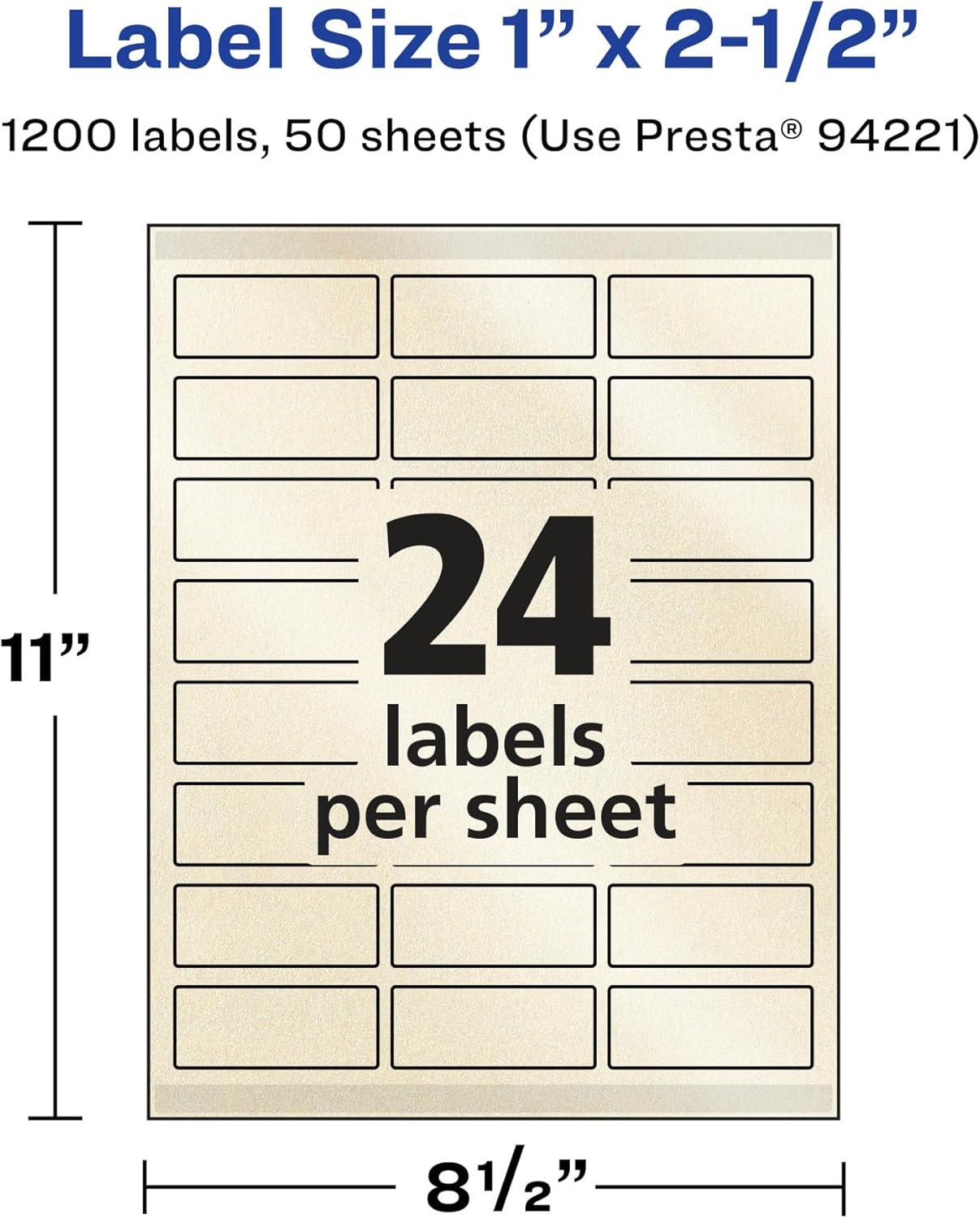 imageAvery Pearlized Ivory Rectangle Labels Sure Feed Technology 1quot x 25quot 240 Pearlized Ivory Labels LaserInkjet Printable1 200 labels